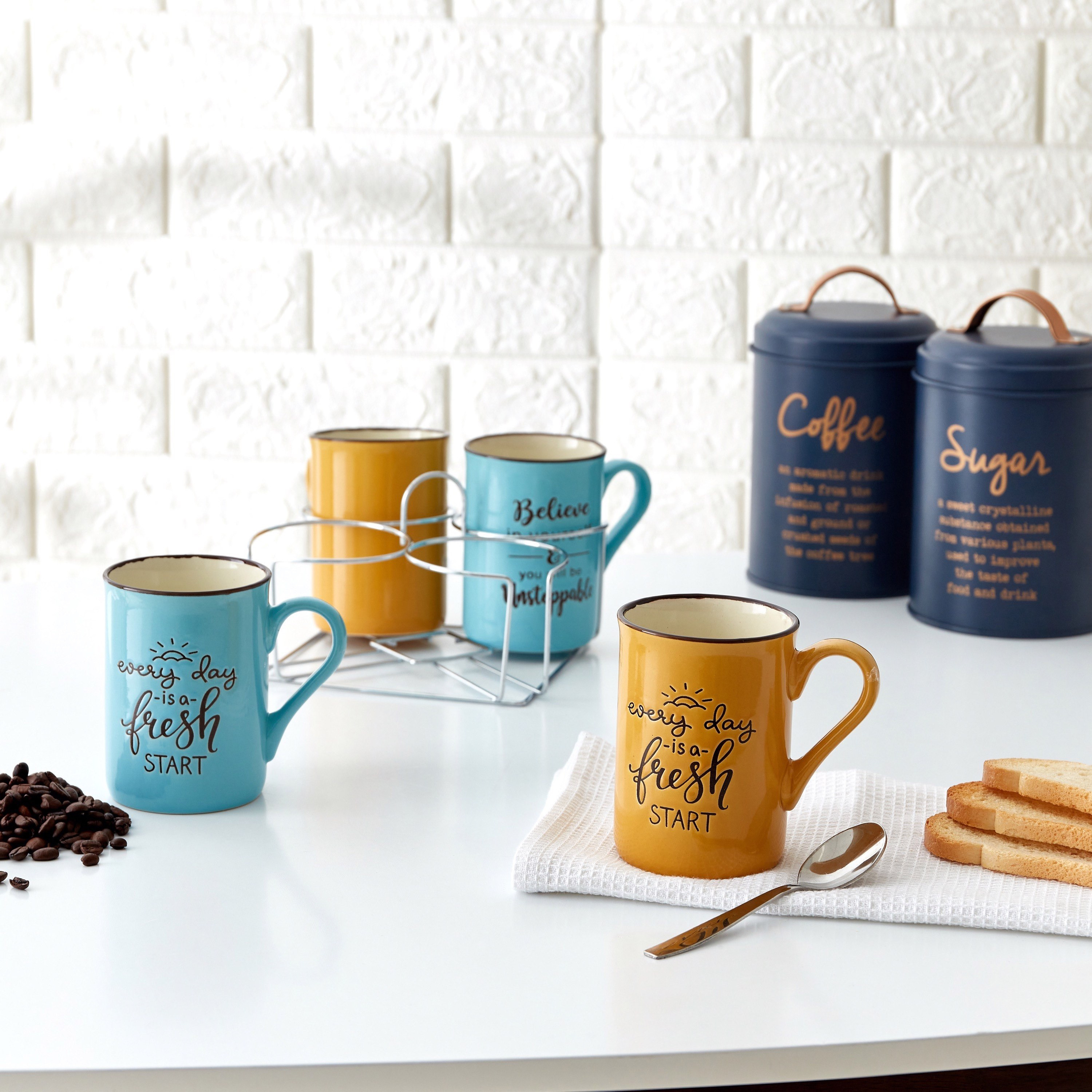طقم مجّات خزفيّة من 5 قطع-hbxhomeware-diningandtabletop-coffeeandteasets-image-6