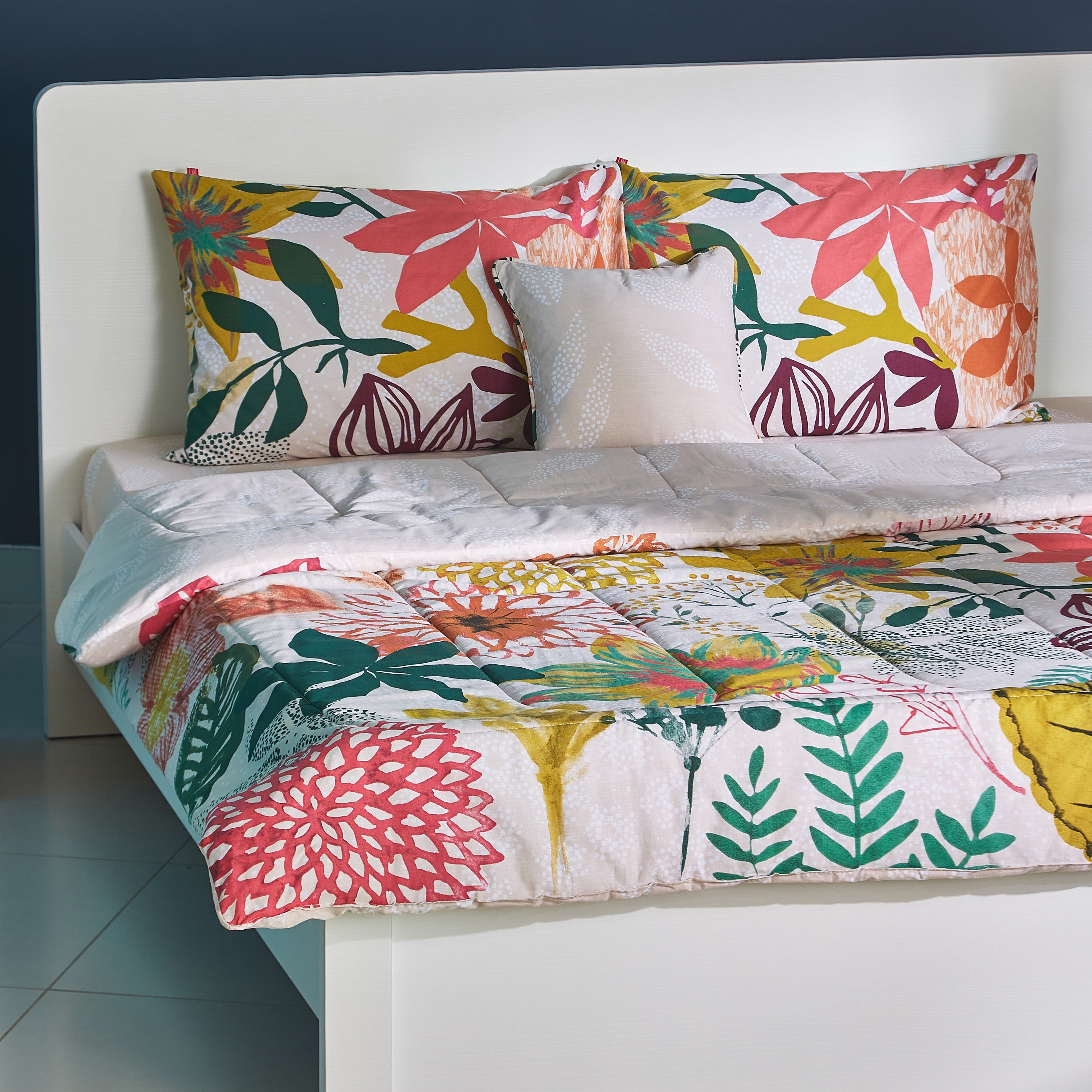 طقم لحاف قطن مزدوج بطبعات 5 قطع من فلوري - 160x220 سم-hbxhomeware-hbxdecorandfurnishings-image-1