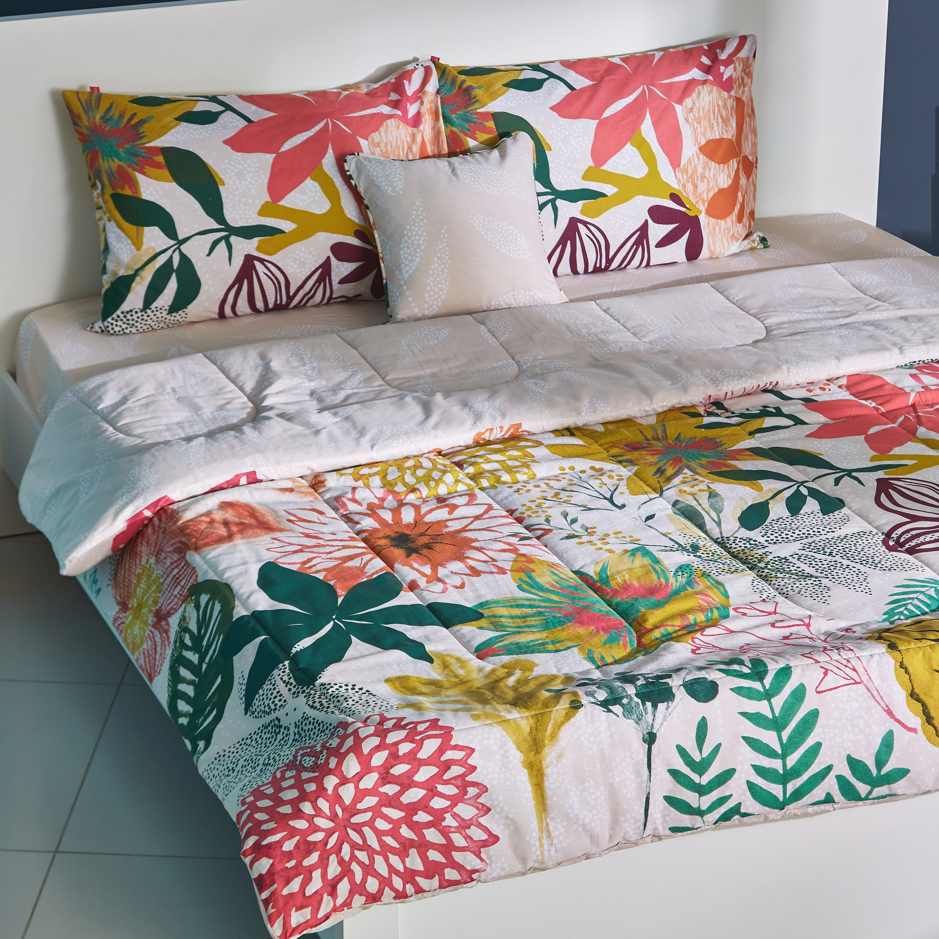 طقم لحاف قطن مزدوج بطبعات 5 قطع من فلوري - 160x220 سم-hbxhomeware-hbxdecorandfurnishings-image-2
