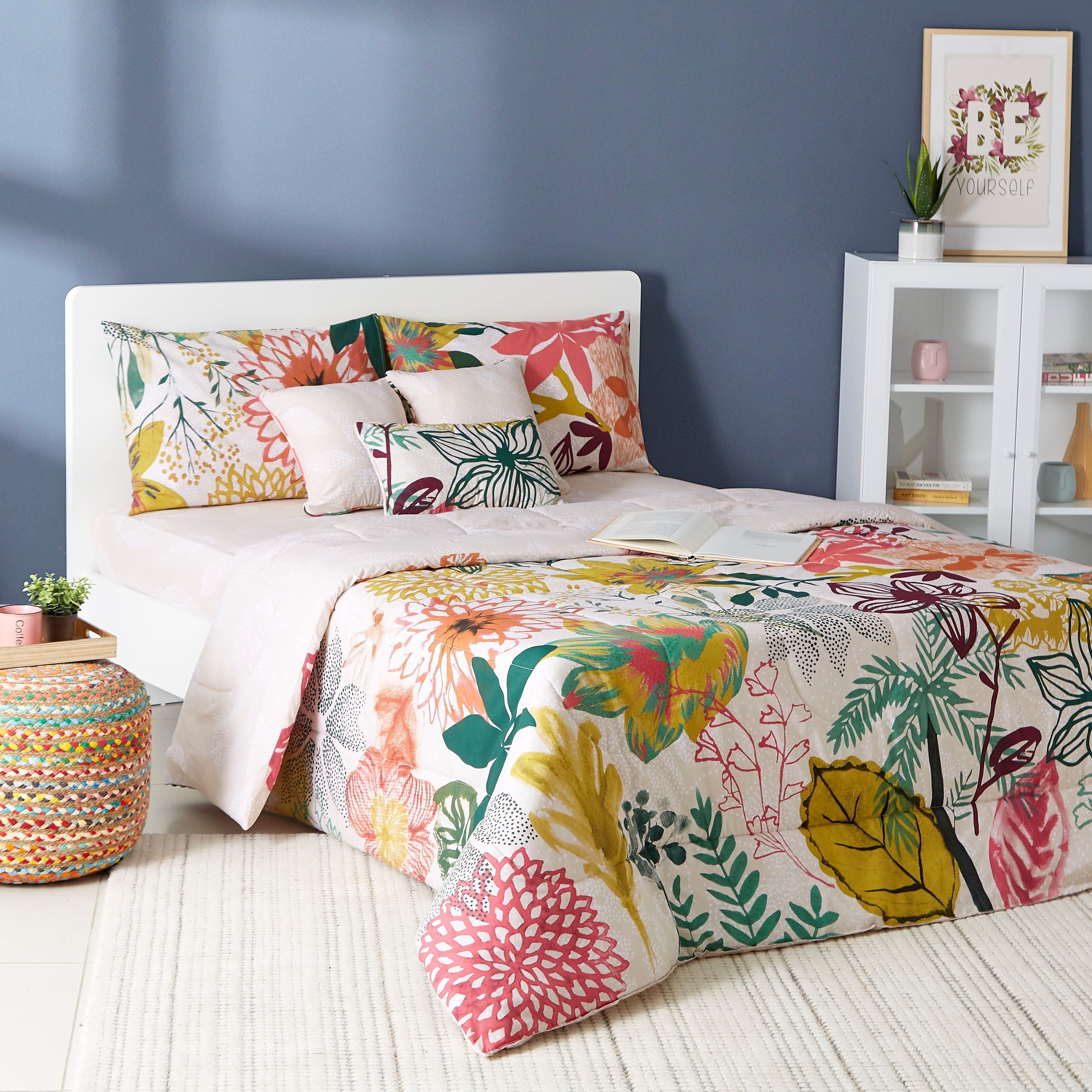 Flori 7-Piece King Printed Cotton BIAB Comforter Set - 220x240 cm-hbxhomeware-hbxdecorandfurnishings-image-1