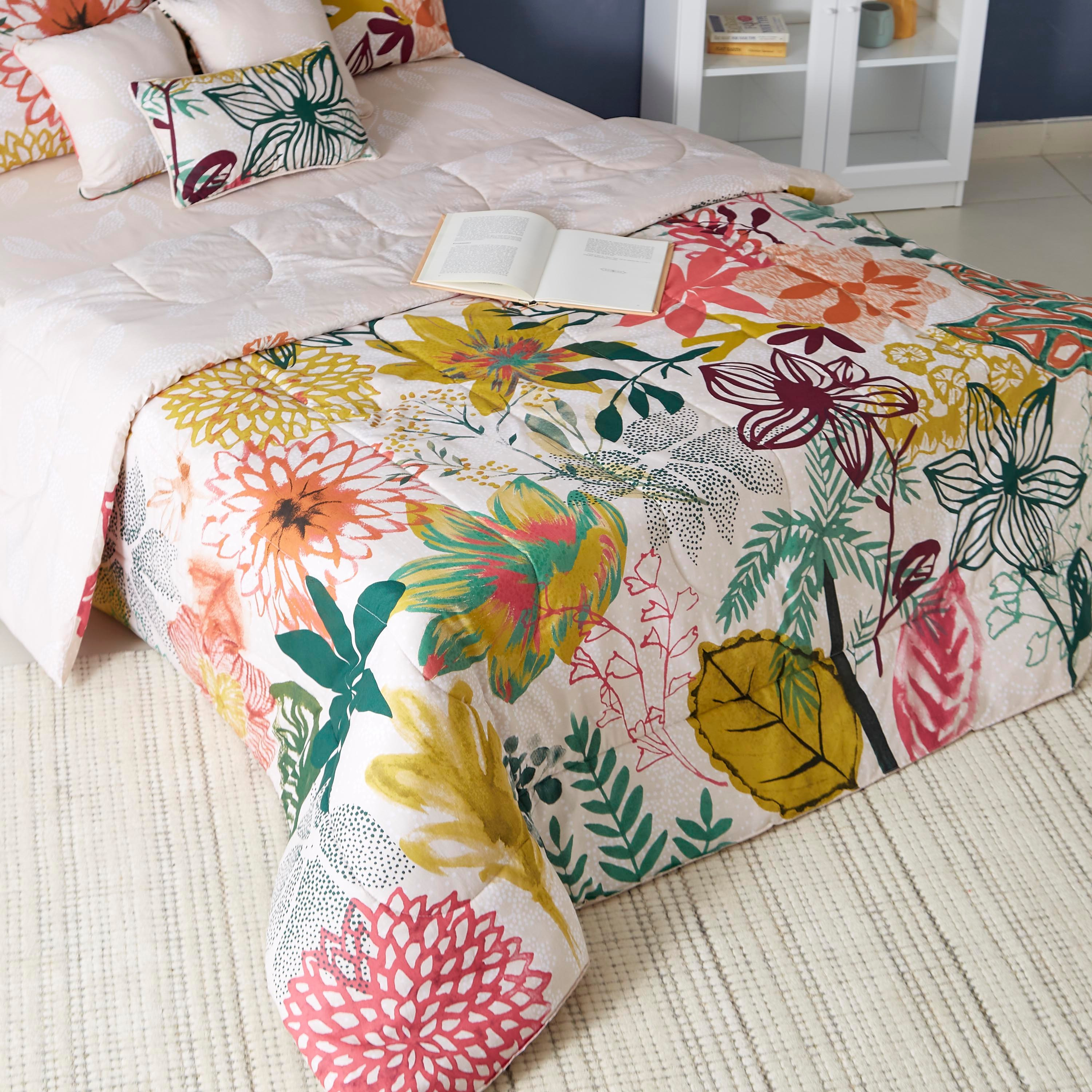 Flori 7-Piece King Printed Cotton BIAB Comforter Set - 220x240 cm-hbxhomeware-hbxdecorandfurnishings-image-2