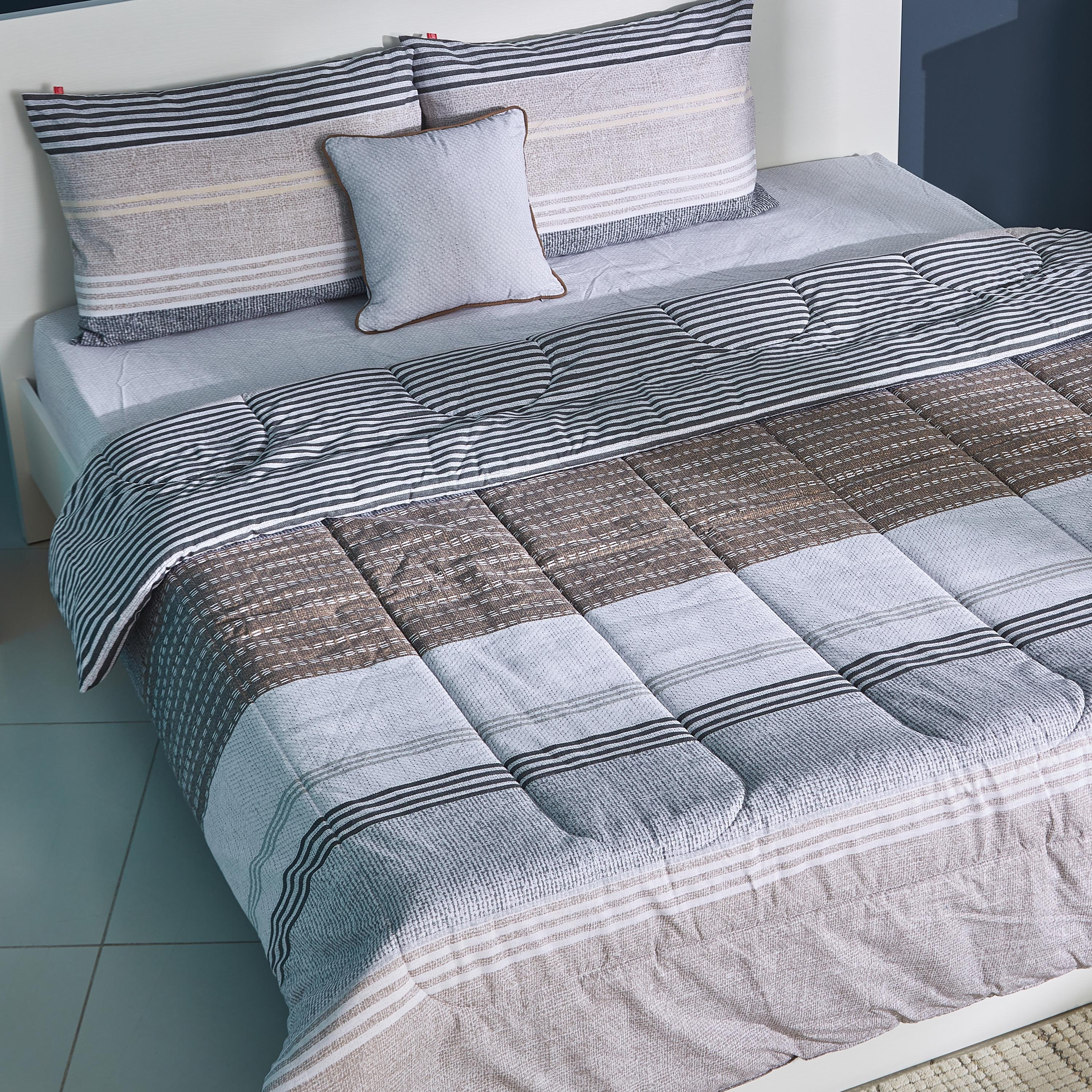 طقم لحاف مزدوج قطن 5 قطع بطبعات من لين جراي - 160x220 سم-PROMO_HB_AE_B1G1_250925-image-2