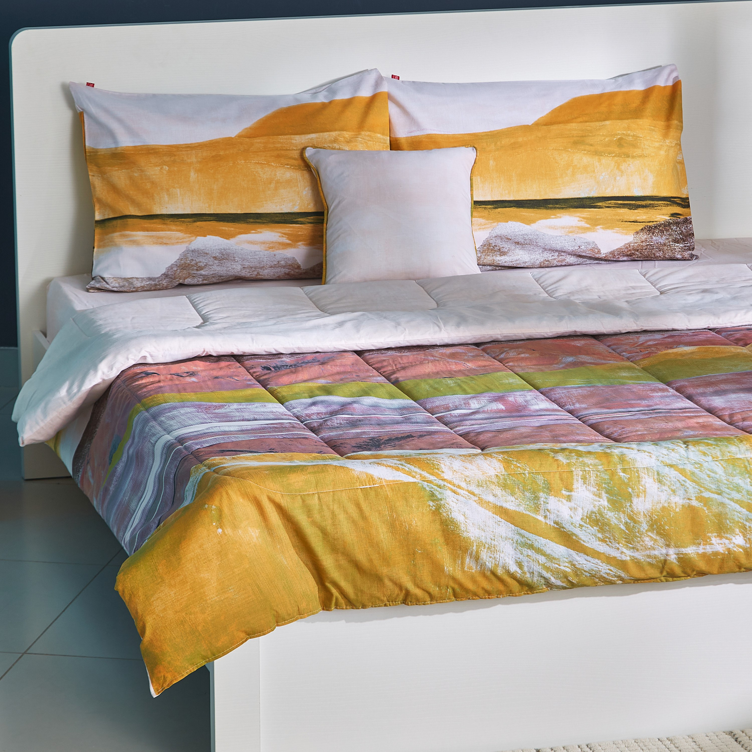 طقم لحاف مزدوج قطن بطبعات 5 قطع من جولدن لاند - 160x220 سم-hbxhomeware-hbxdecorandfurnishings-image-1