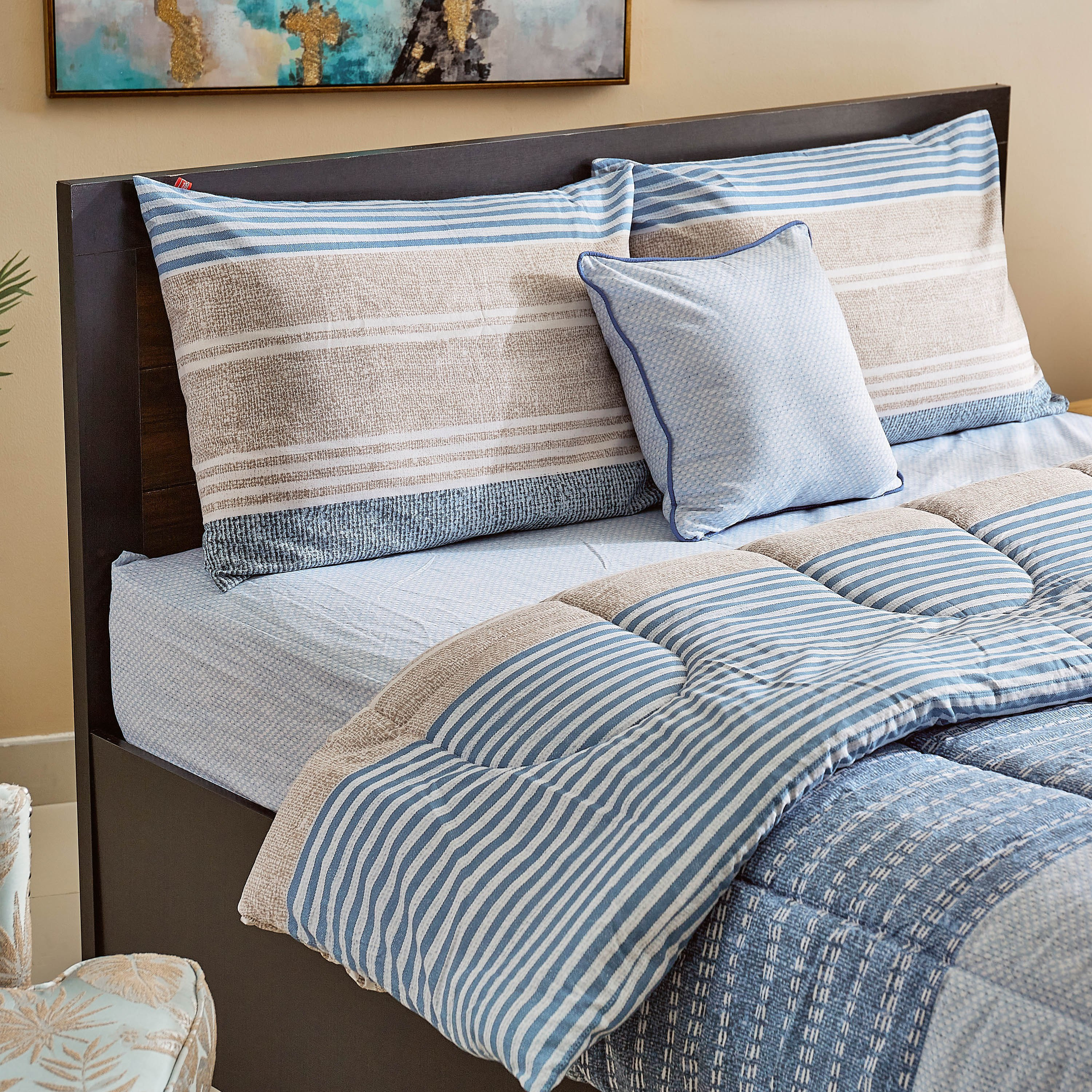 Lin Blue Printed 5-Piece Twin Cotton BIAB Comforter Set - 160x220 cm-hbxhomeware-hbxdecorandfurnishings-image-2