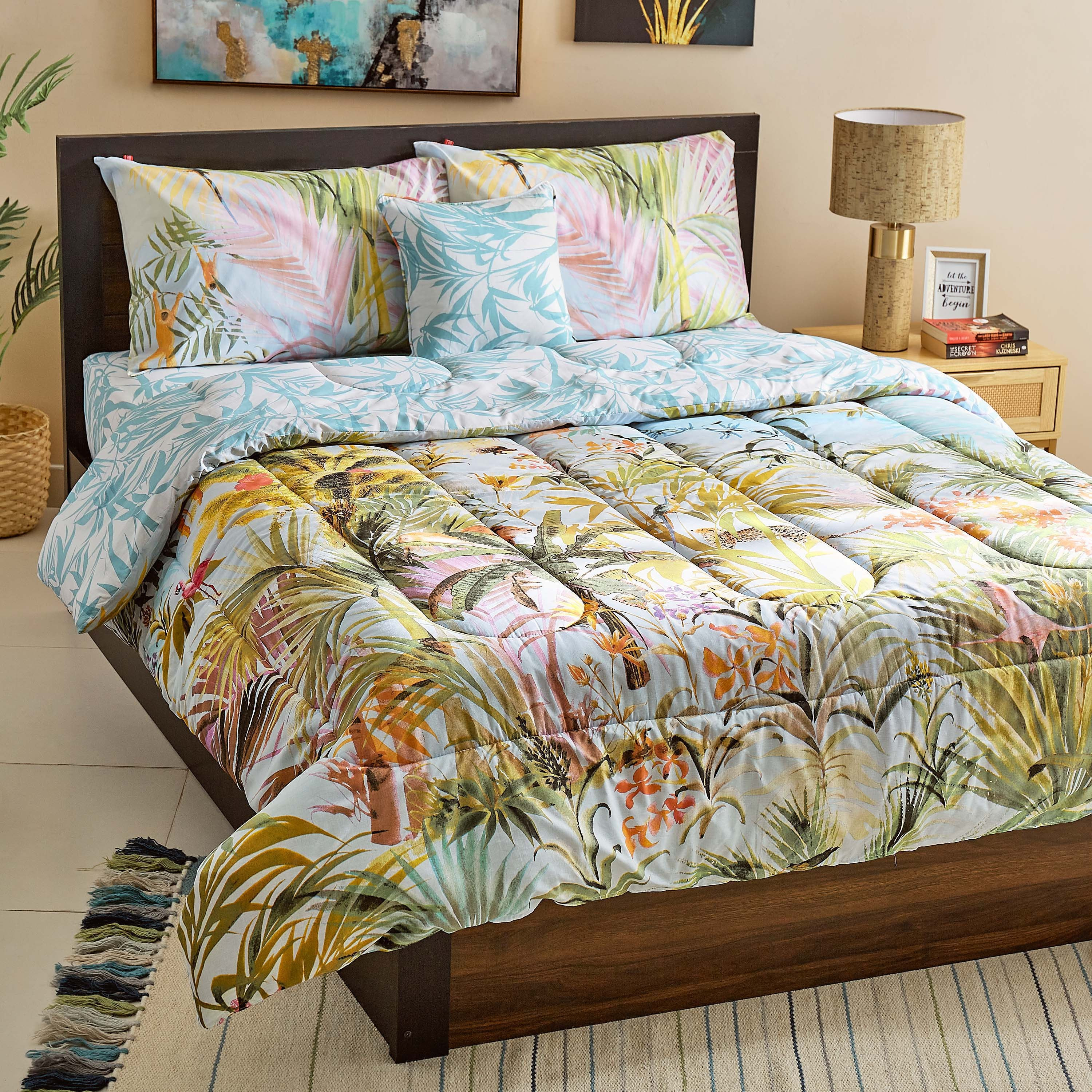 طقم لحاف مزدوج قطن بطبعات 5 قطع من بارادايس لوس - 160x220 سم-hbxhomeware-hbxdecorandfurnishings-image-1