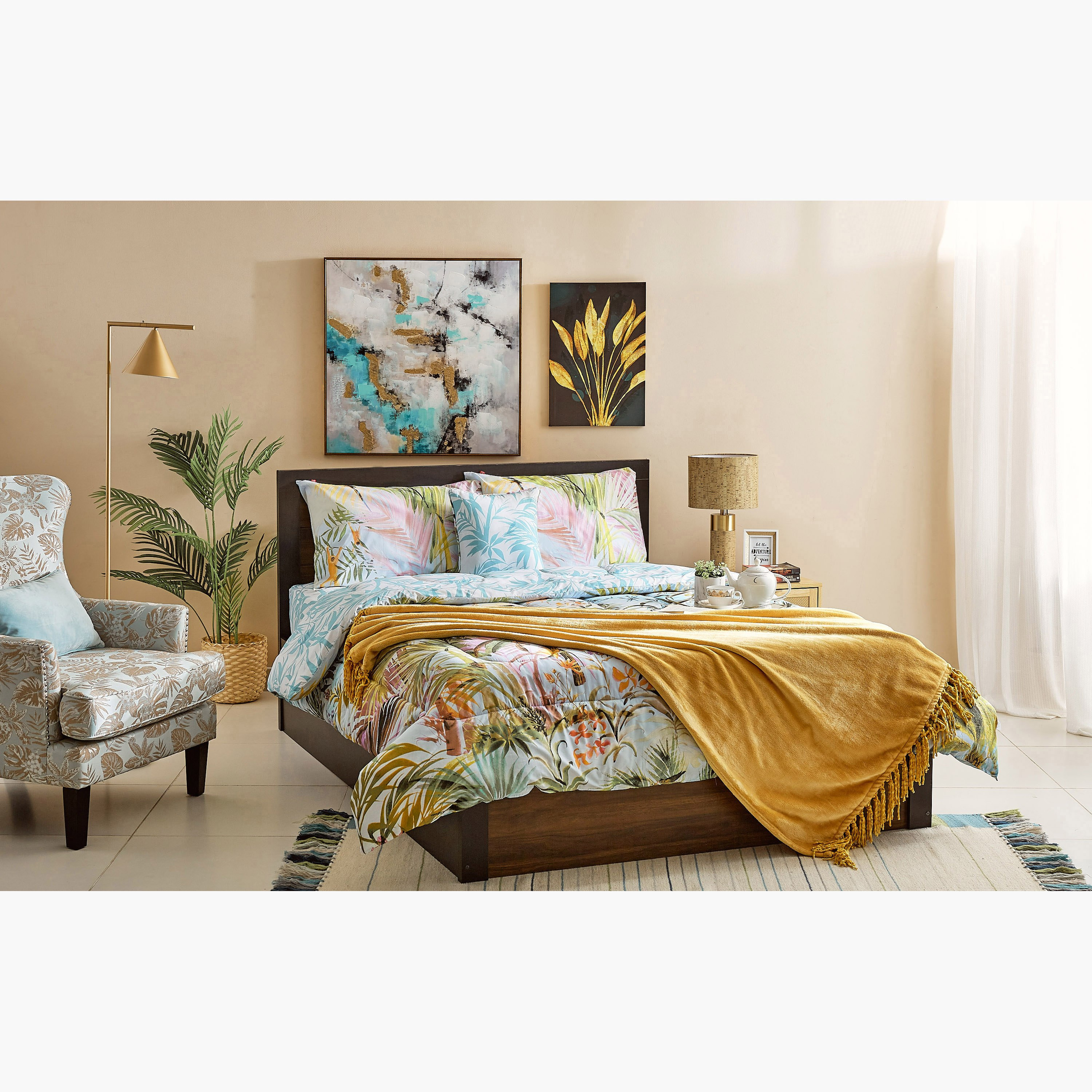 طقم لحاف مزدوج قطن بطبعات 5 قطع من بارادايس لوس - 160x220 سم-hbxhomeware-hbxdecorandfurnishings-image-11