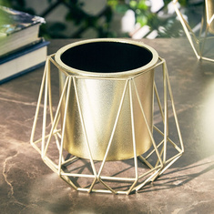 Liam Metal Planter with Electroplated Pot - 15x14x17 cms