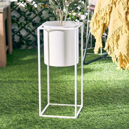 Liam Metal Planter Stand with Electroplated Metal Pot - 20x20x47 cms