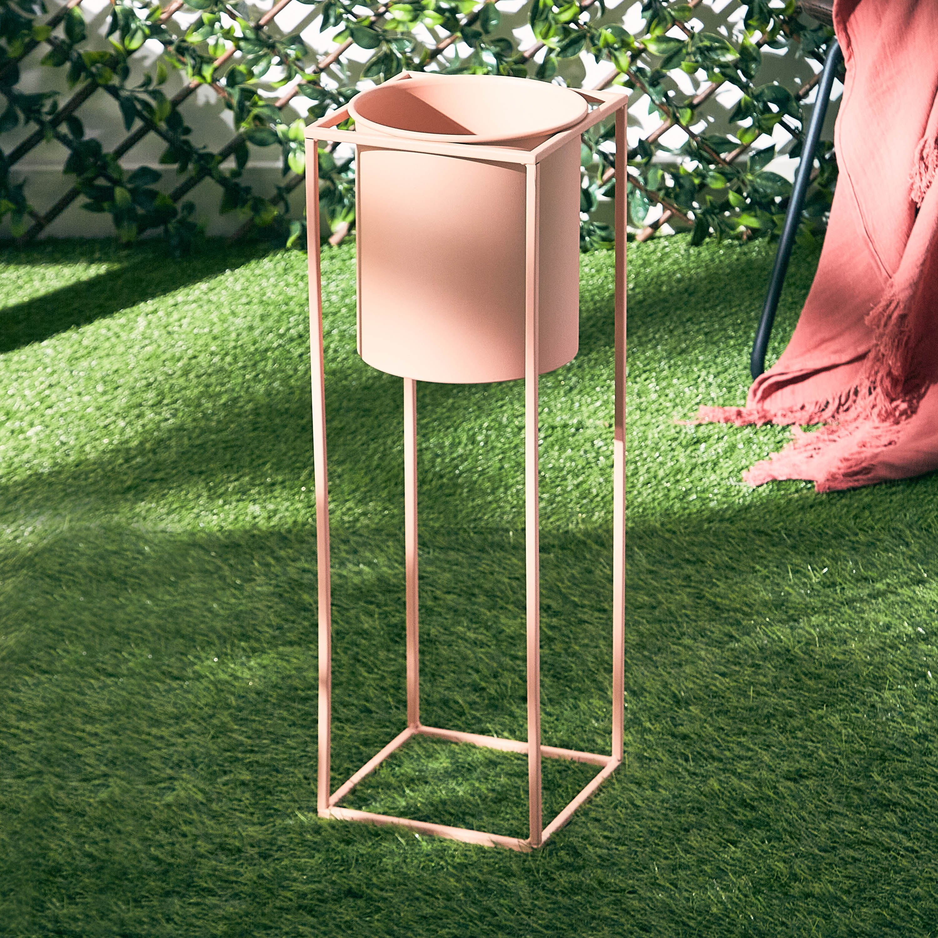 Liam Metal Planter with Electroplated Pot - 20x20x59 cm-hbxhomeware-hbxdecorandfurnishings-image-1