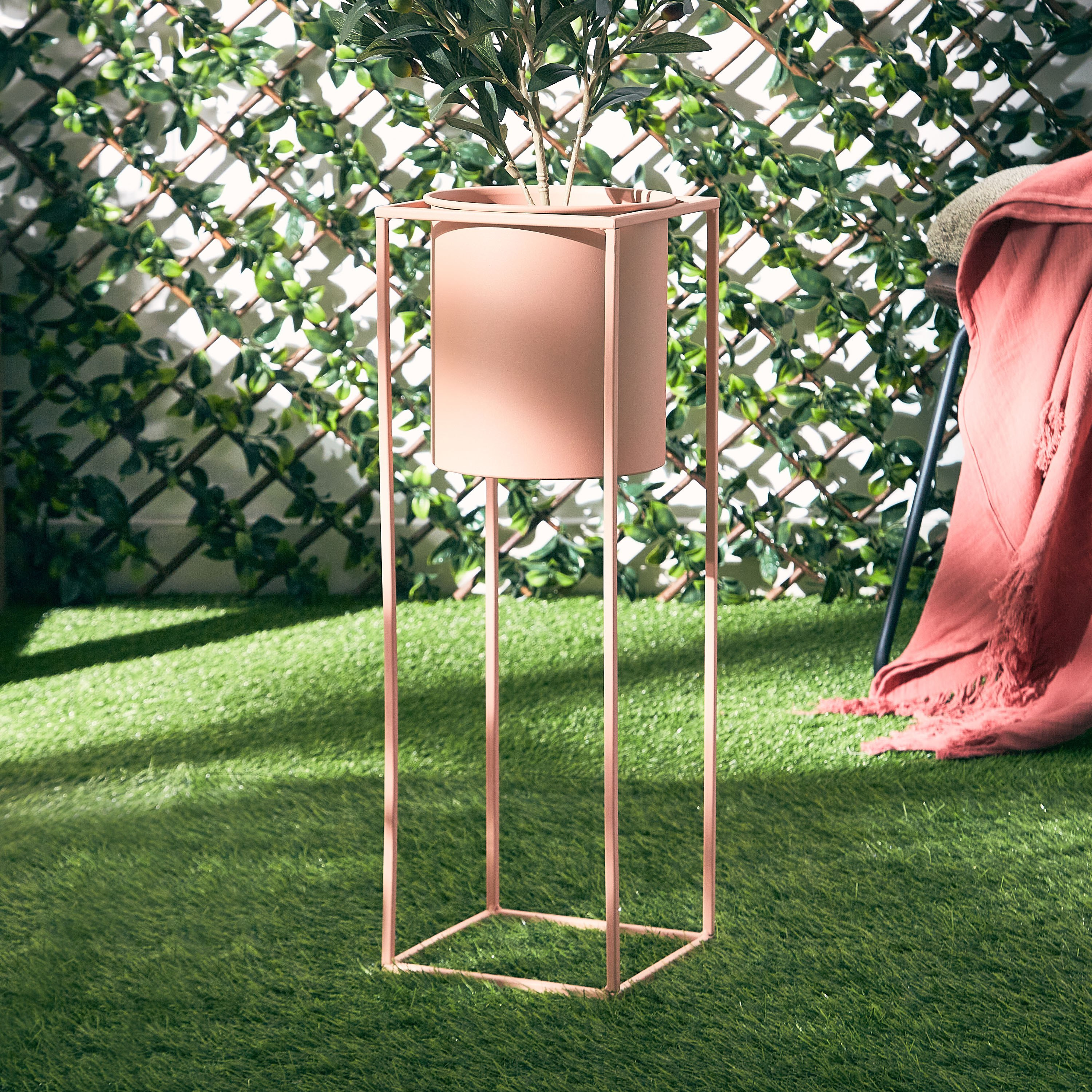 Liam Metal Planter with Electroplated Pot - 20x20x59 cm-hbxhomeware-hbxdecorandfurnishings-image-2
