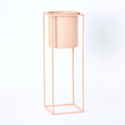 Liam Metal Planter with Electroplated Pot - 20x20x59 cms