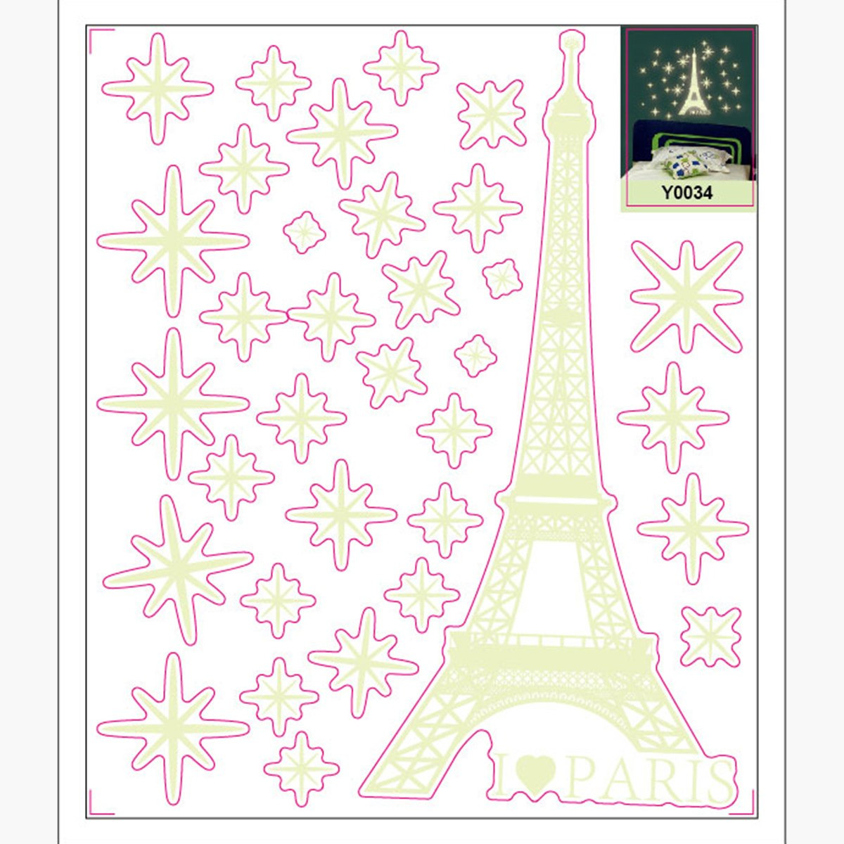 Rarity Glow In The Dark Eiffle Reusable Stickers - 21x24 cm-hbxhomeware-hbxkidsandyouth-image-2