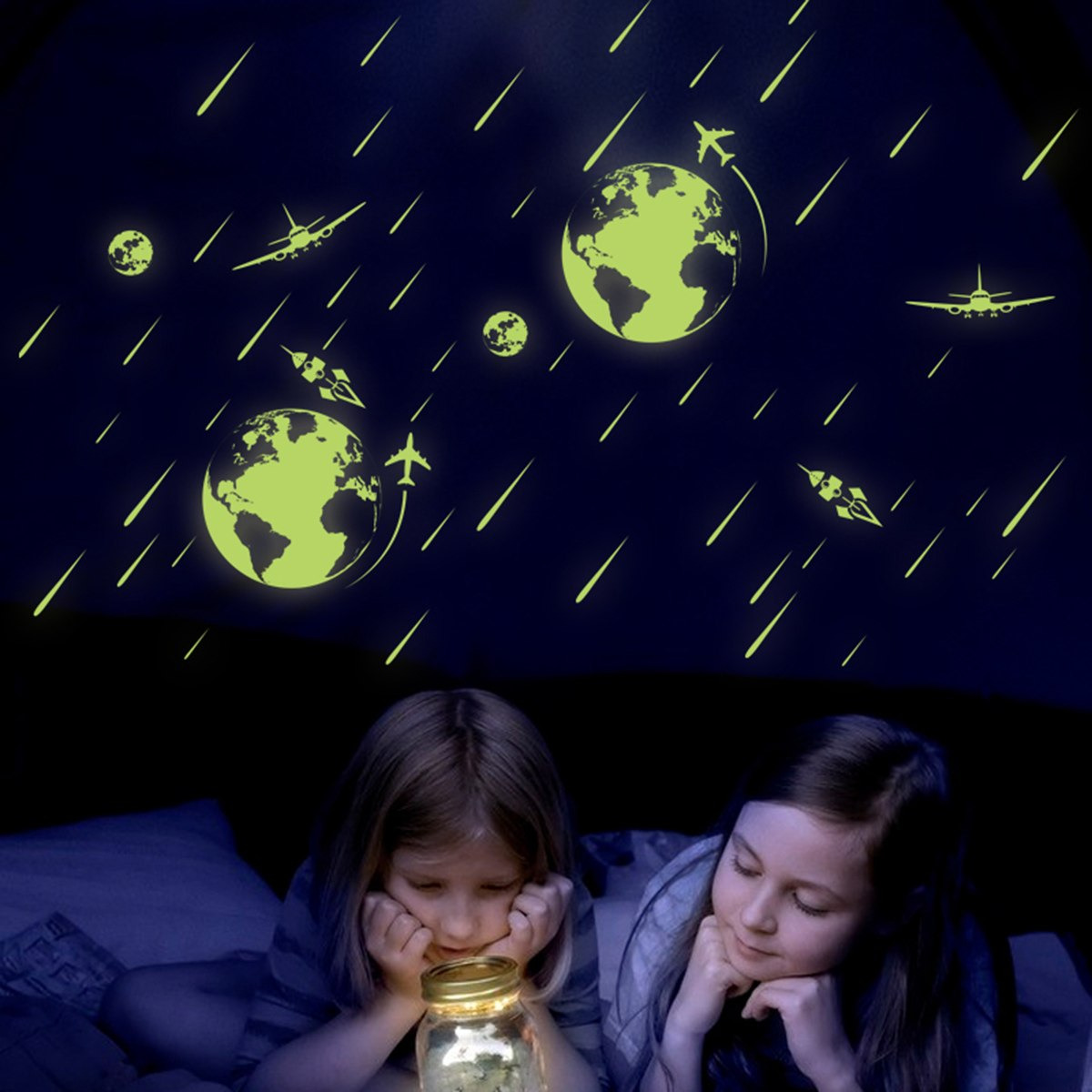 ملصقات قابلة لإعادة الاستخدام بتصميم كرة أرضيّة تتوهج في الظلام من راريتي - 21x24 سم-hbxhomeware-hbxkidsandyouth-image-1