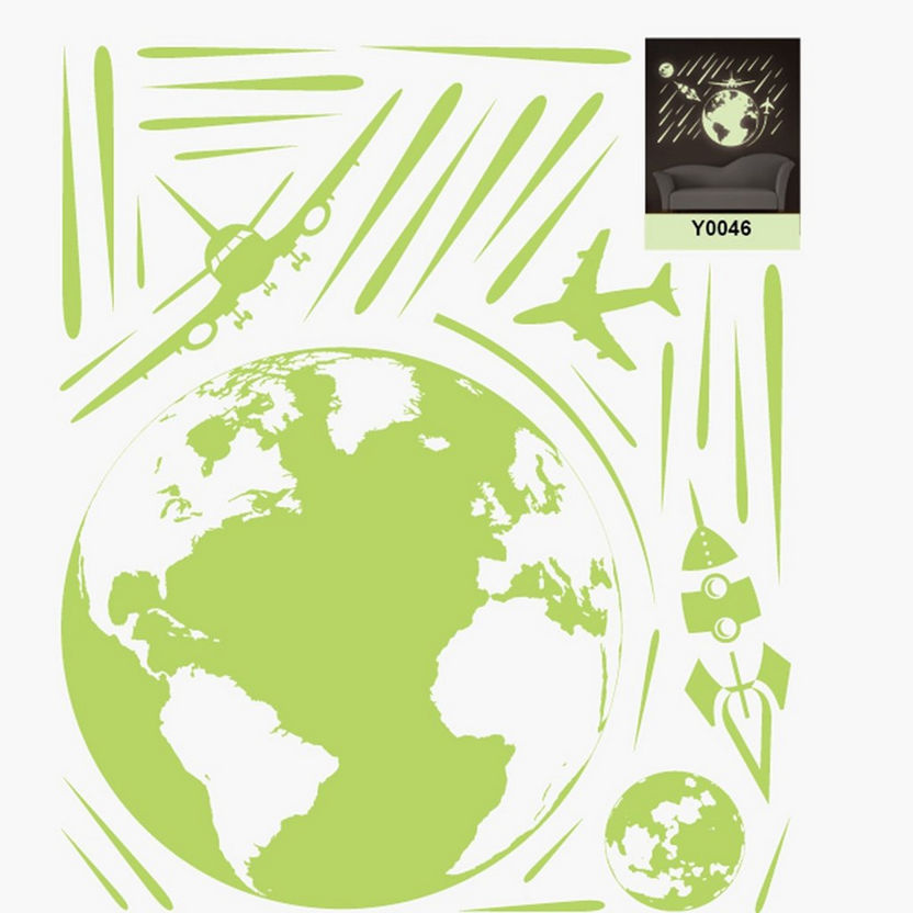 Rarity Glow In The Dark Earth Reusable Sticker - 21x24 cm-Wall Stickers-image-1