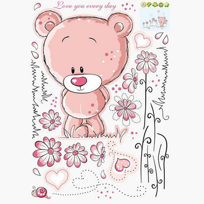 Rarity Pink Bear Reusable Stickers - 50x70 cms