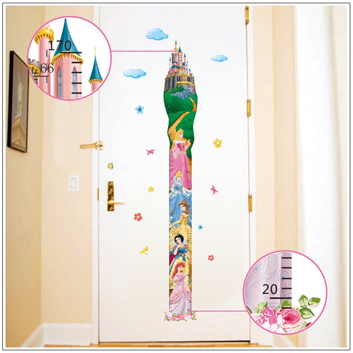 ملصق قياس الطول قابل لإعادة الاستخدام بتصميم أميرة من راريتي - 50x70 سم-hbxhomeware-hbxkidsandyouth-image-1