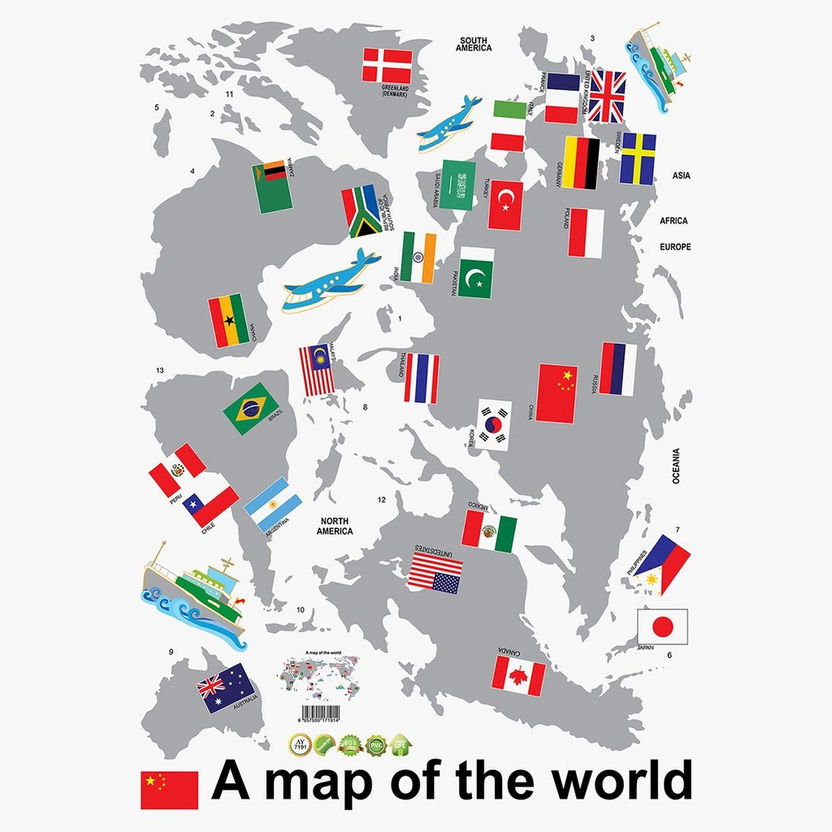 Rarity World Map Reusable Stickers - 50x70 cm-Wall Stickers-image-1