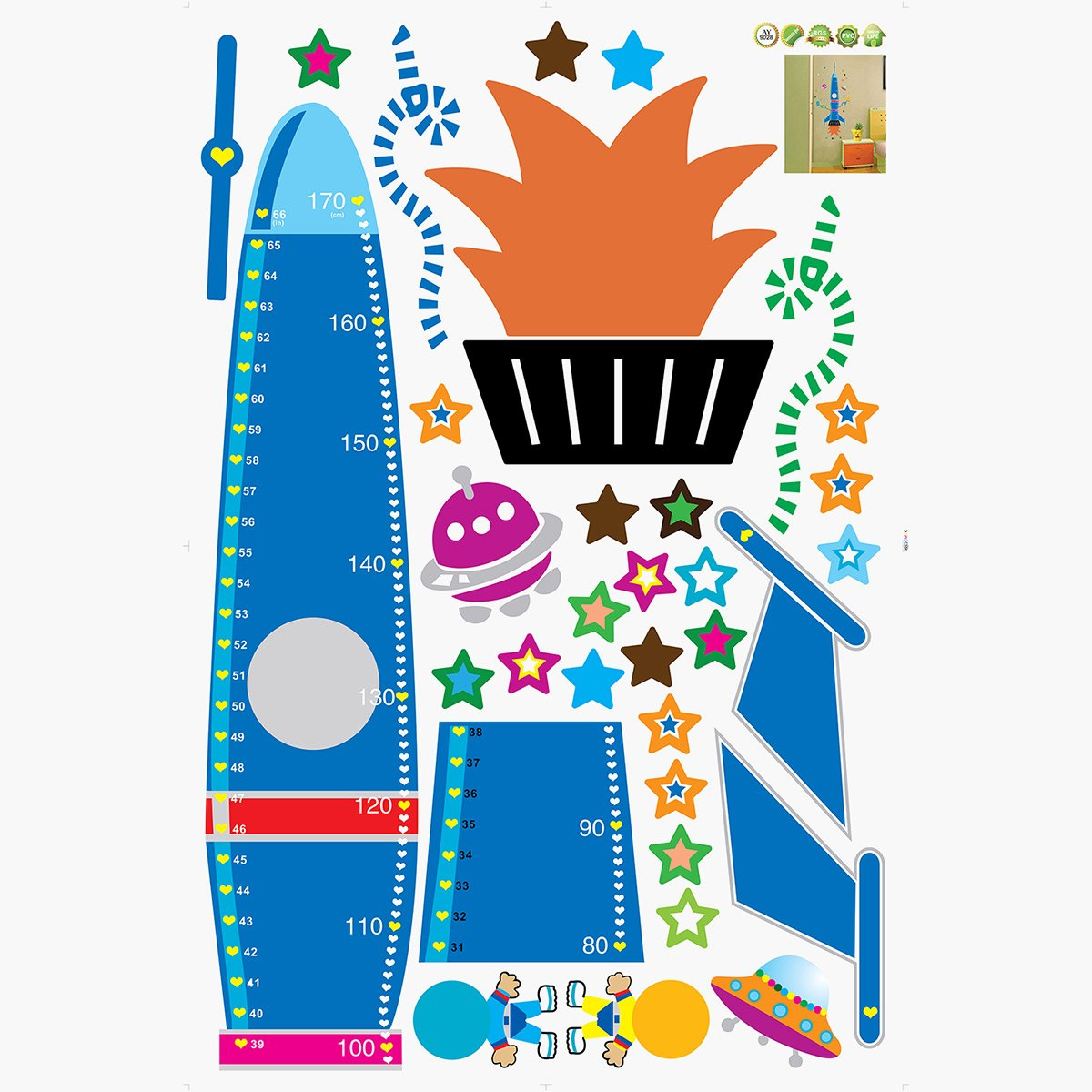 ملصقات قابلة لإعادة الاستخدام بتصميم صاروخ فضاء من راريتي - 60x90 سم-hbxhomeware-hbxkidsandyouth-image-2