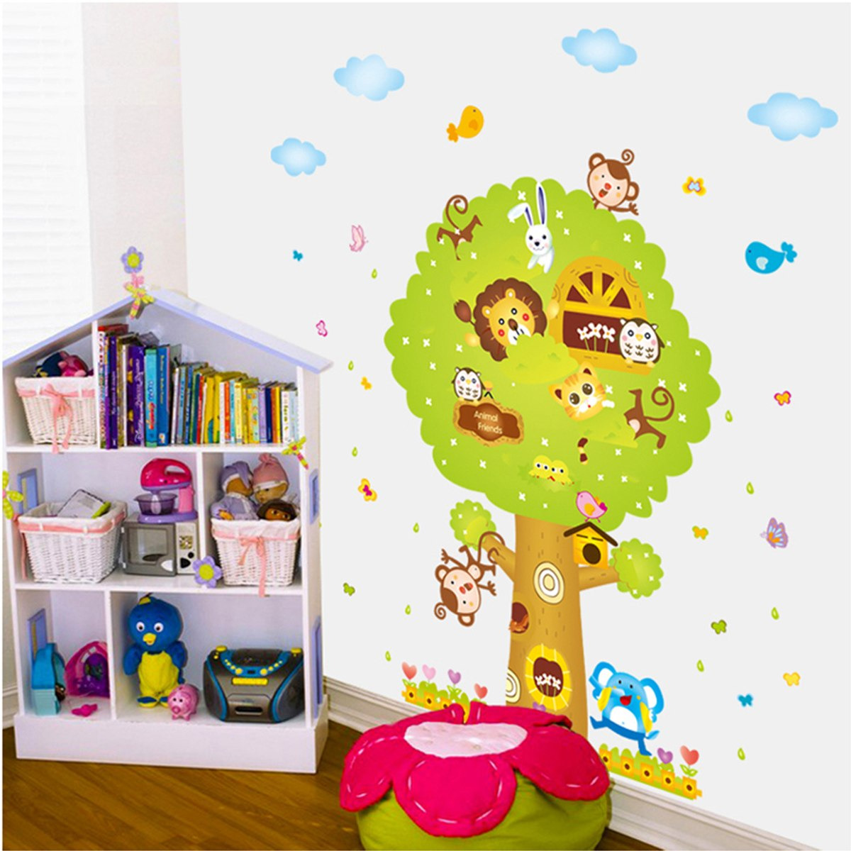 طقم ملصقات قابلة لإعادة الاستخدام بتصميم مملكة الحيوانات قطعتين من ريريتي - 60x90 سم-hbxhomeware-hbxkidsandyouth-image-1
