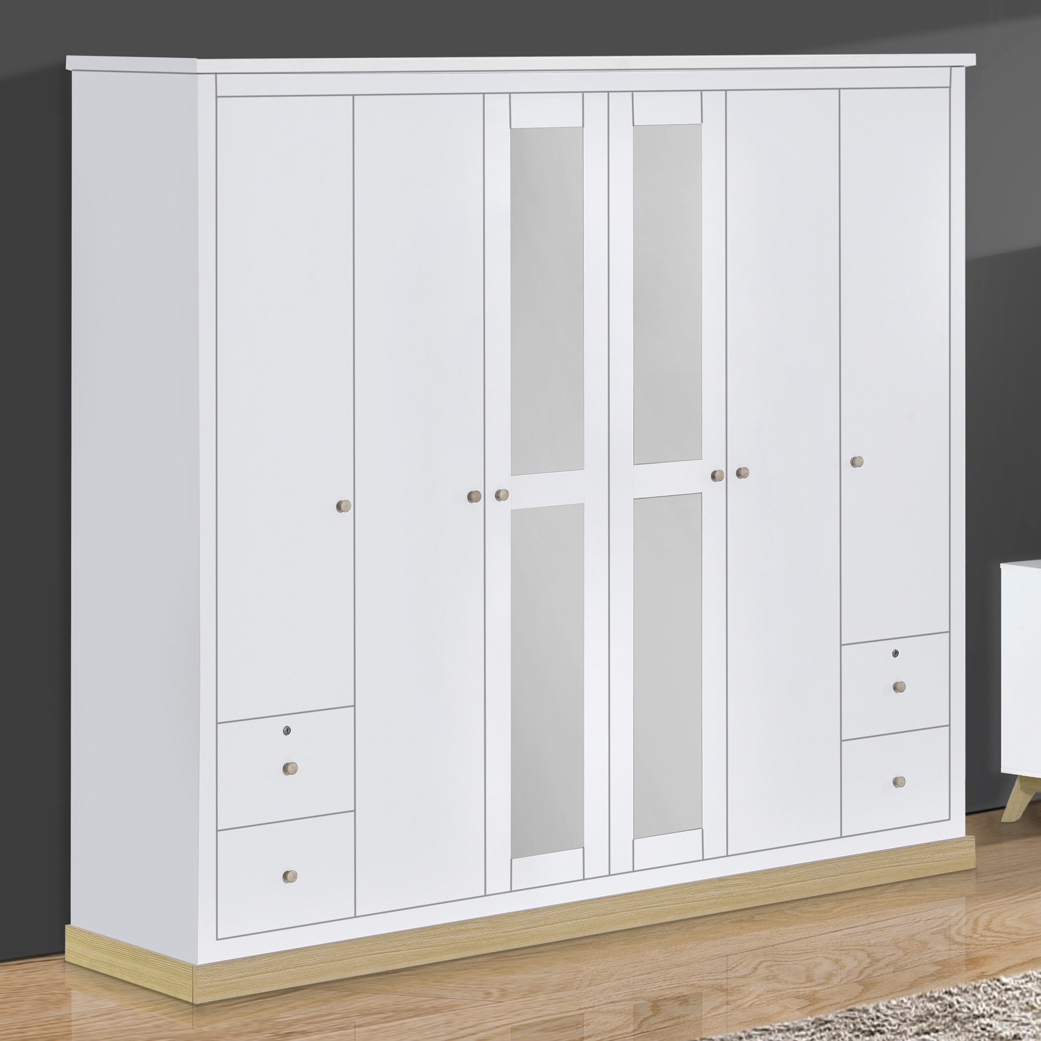 خزانة ملابس بـ6 أبواب ومرآة من سويدن-hbxfurniture-wardrobes-image-1