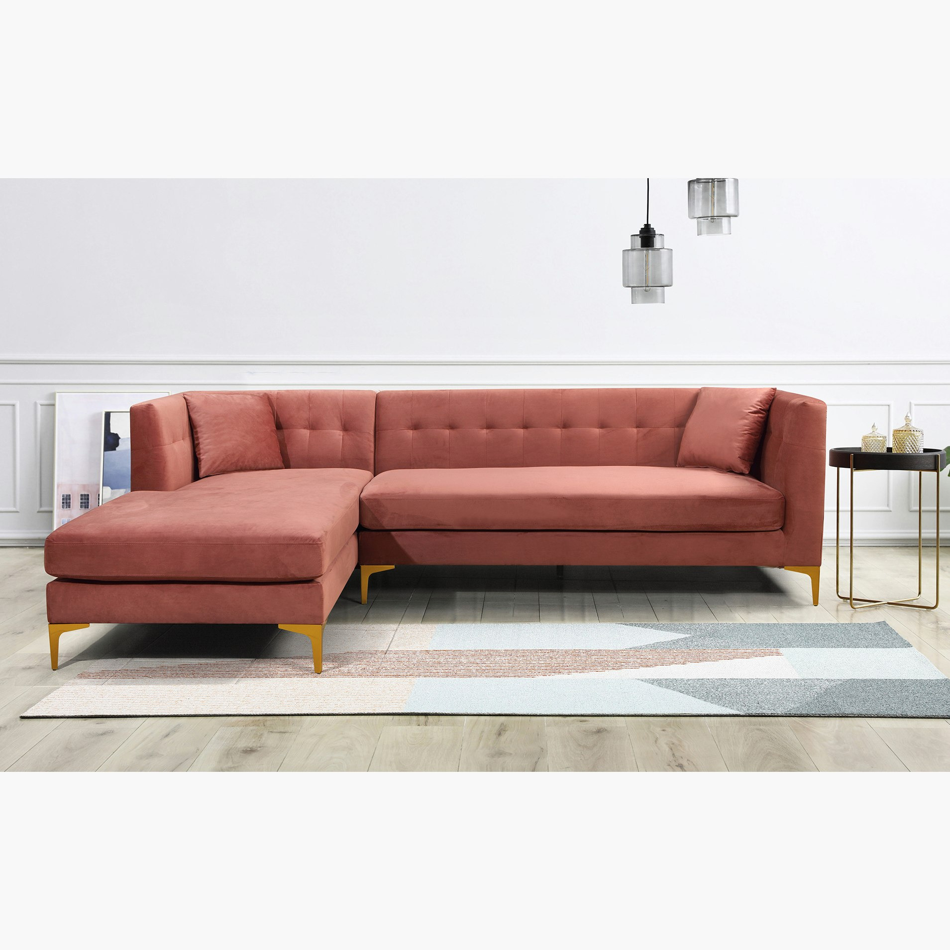 كنبة ركنية مخملية يسار مع وسادتين من بلايس-hbxlivingroom-sofasandarmchairs-sofas-image-1