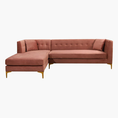 Blaise Left Facing Corner Velvet Sofa with 2 Cushions
