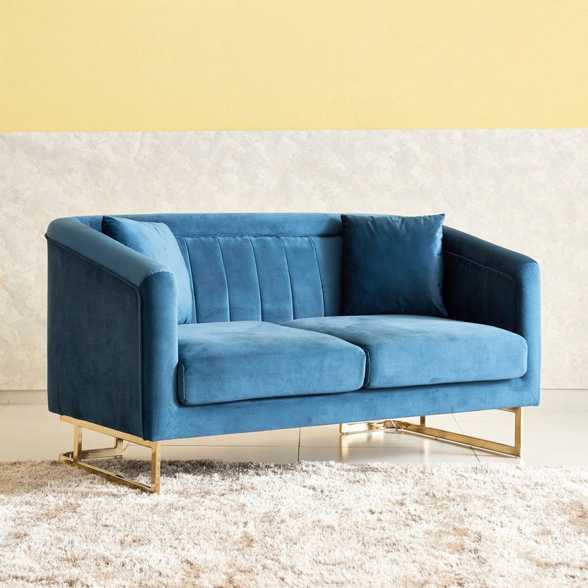 Adeline 2-Seater Velvet Sofa with 2 Cushions-Sofas-image-1