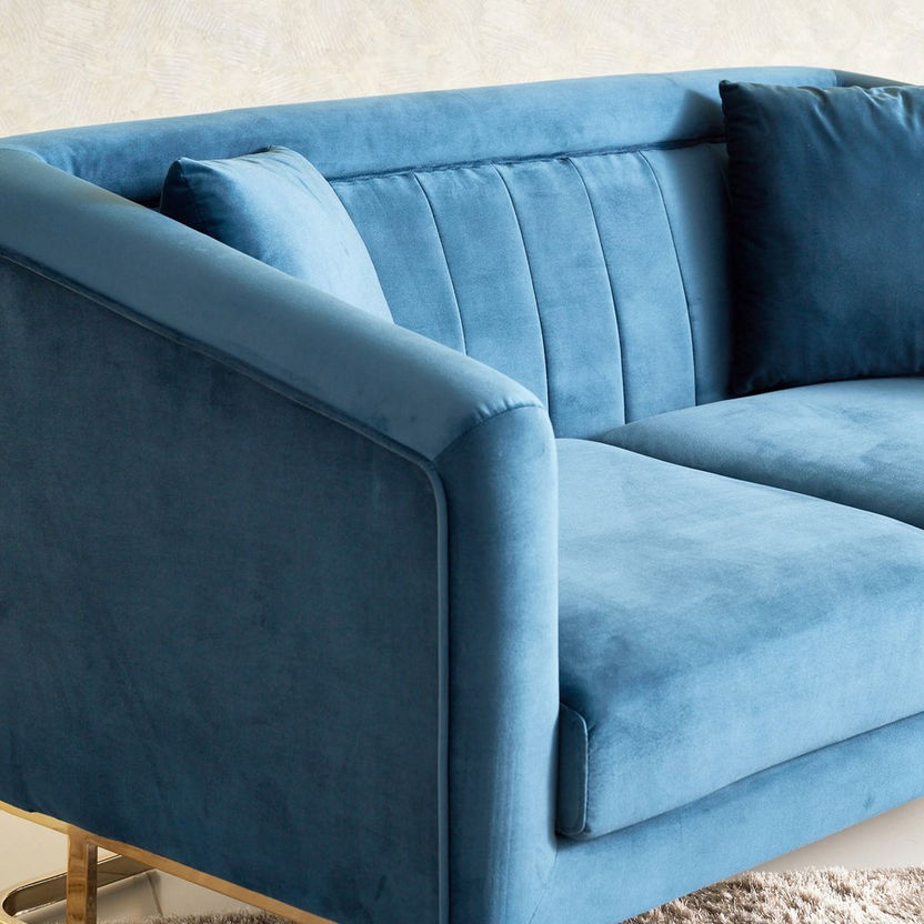 Adeline 2-Seater Velvet Sofa with 2 Cushions-Sofas-image-3