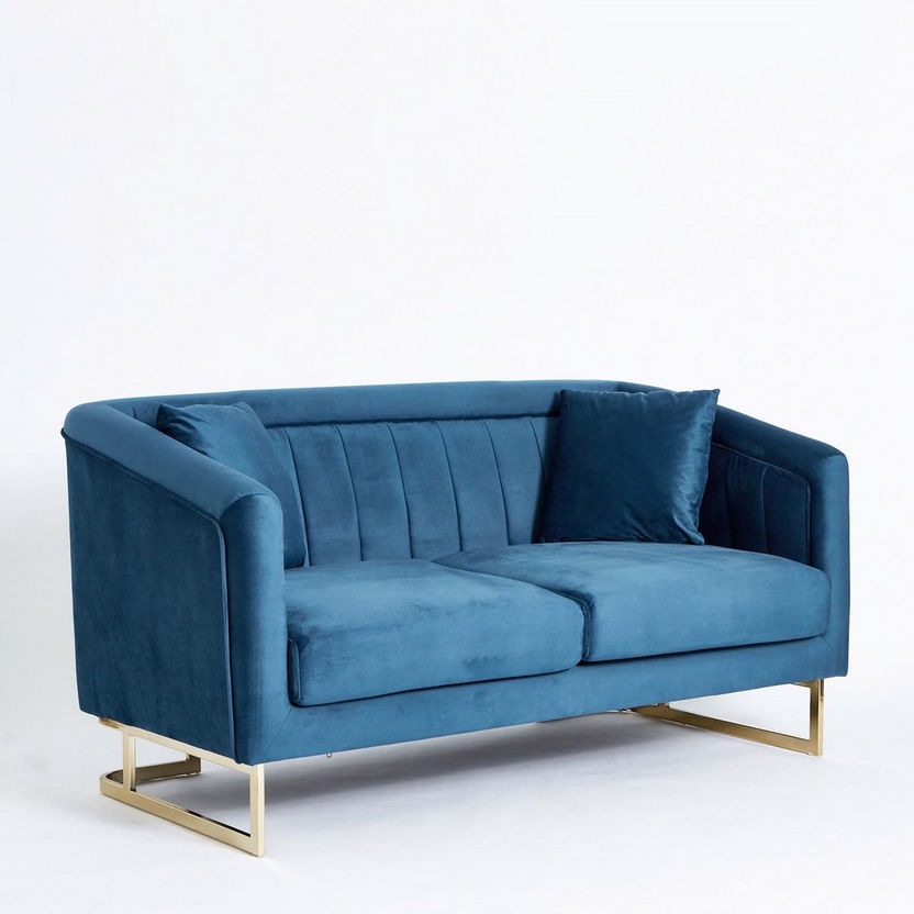 Adeline 2-Seater Velvet Sofa with 2 Cushions-Sofas-image-6