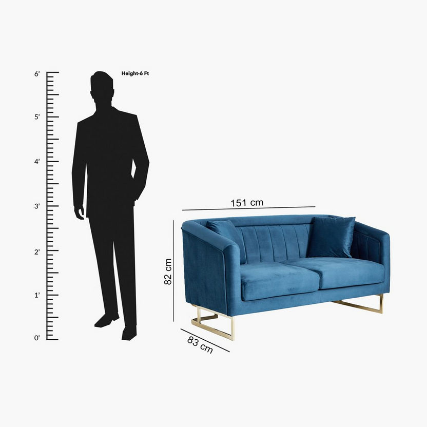 Adeline 2-Seater Velvet Sofa with 2 Cushions-Sofas-image-7