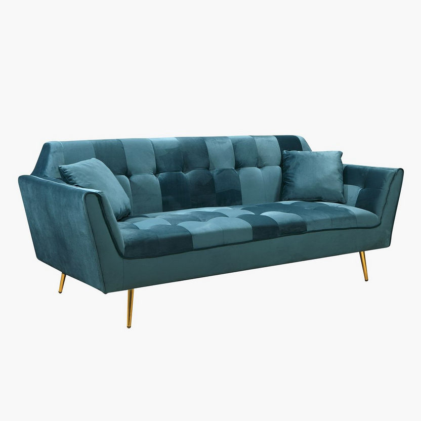 Malone 3-Seater Velvet Sofa with 2 Cushions-Sofas-image-2