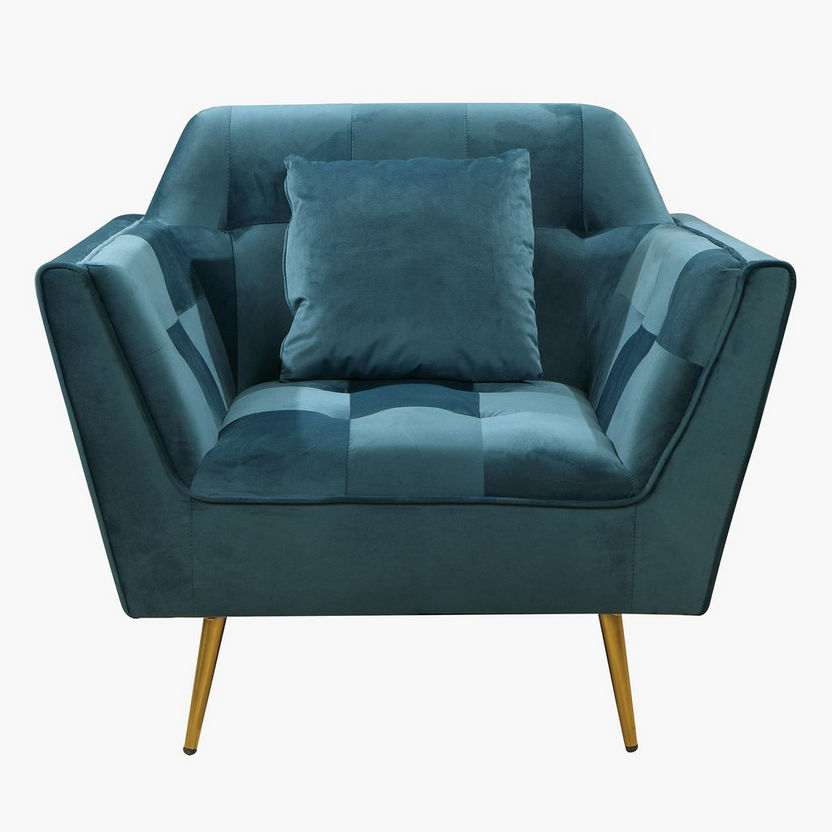 Malone 1-Seater Velvet Sofa-Armchairs-image-1