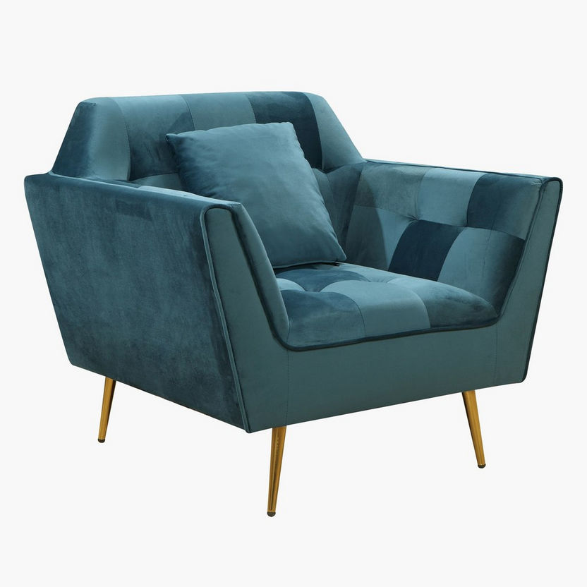 Malone 1-Seater Velvet Sofa-Armchairs-image-2