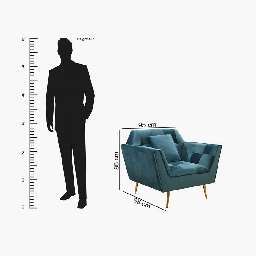 Malone 1-Seater Velvet Sofa-Armchairs-image-7