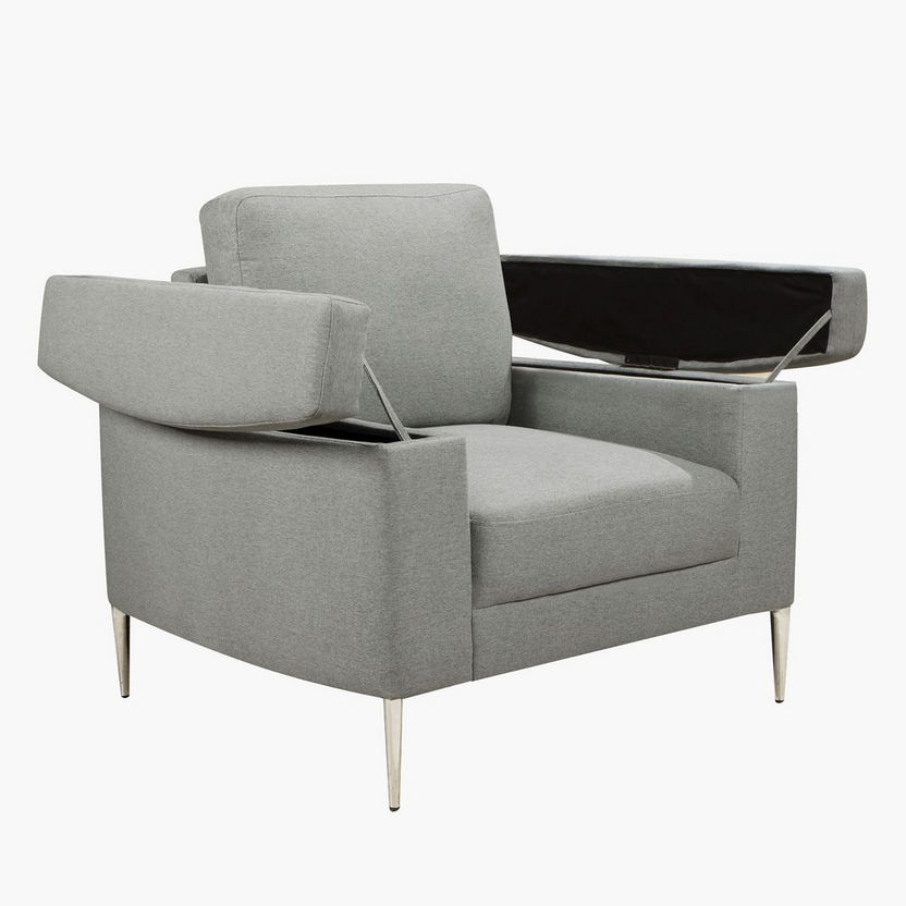 Aria 1-Seater Fabric Sofa with Arm Storage-Armchairs-image-4