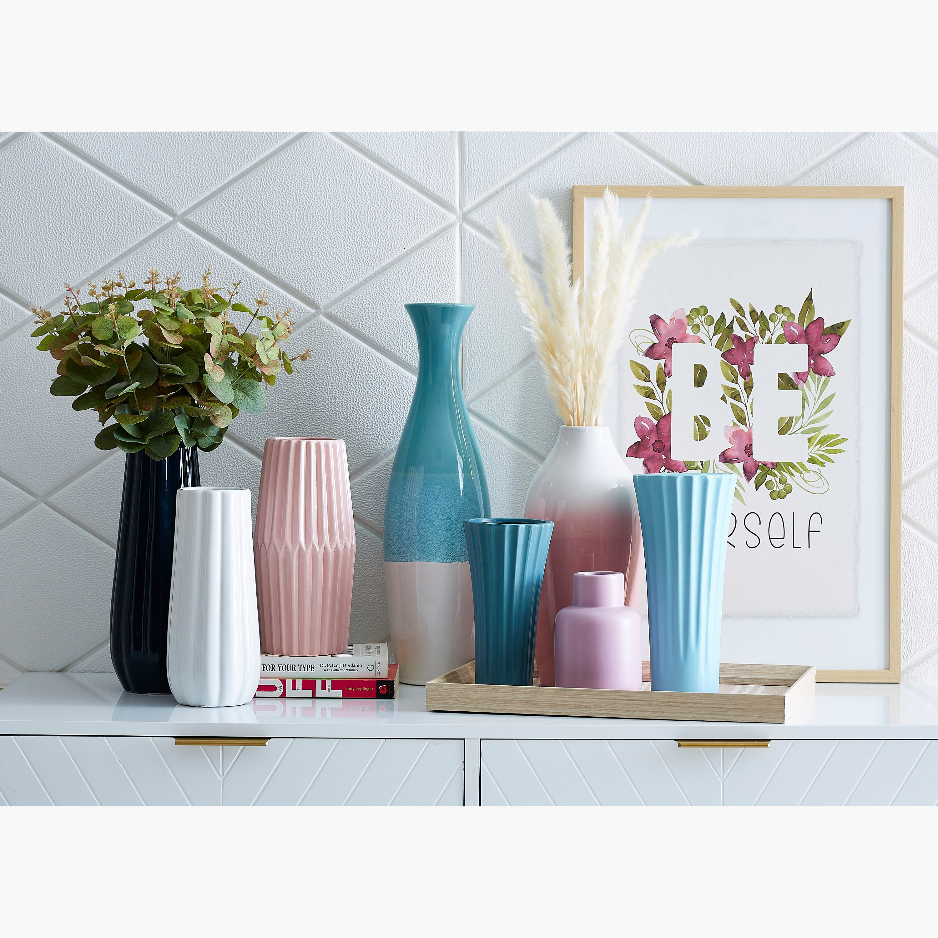 مزهرية زهور سيراميك مضلّعة من اميرالد - 12x12x25.5 سم-hbxbedroom-decorandaccessories-vases-image-4