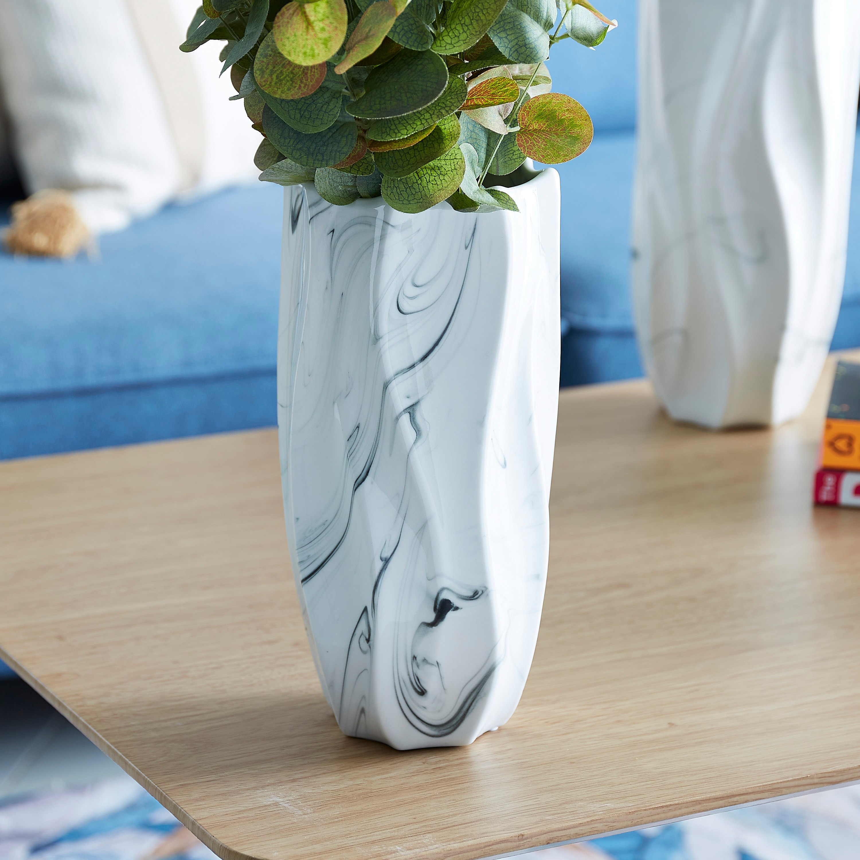 مزهرية رخامية عضوية من السيراميك من إميرالد - 12.5x12.5x27 سم-hbxbedroom-decorandaccessories-vases-image-2