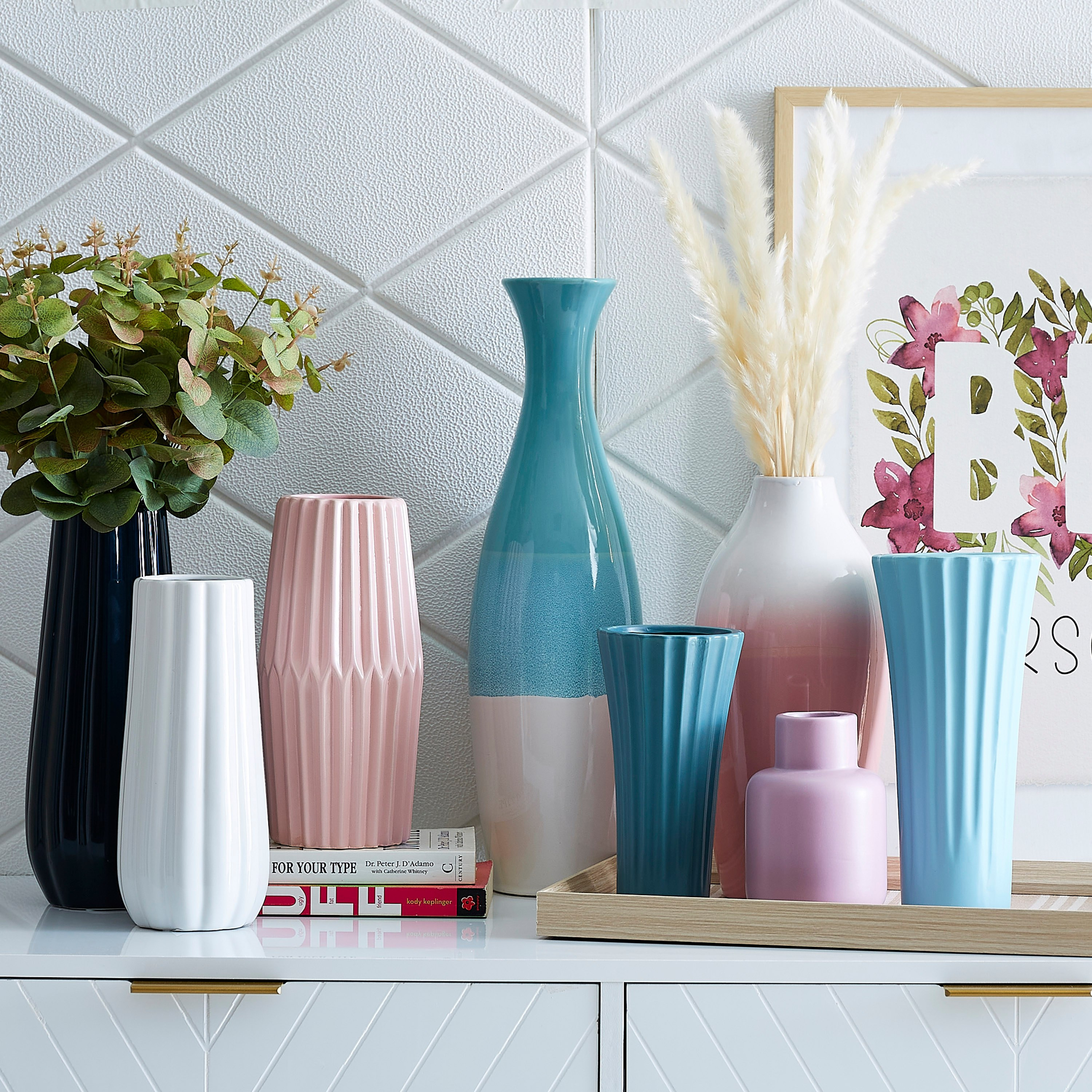 Emerald Ceramic Ombre Curvy Vase - 13x13x45 cm-hbxbedroom-decorandaccessories-vases-image-4