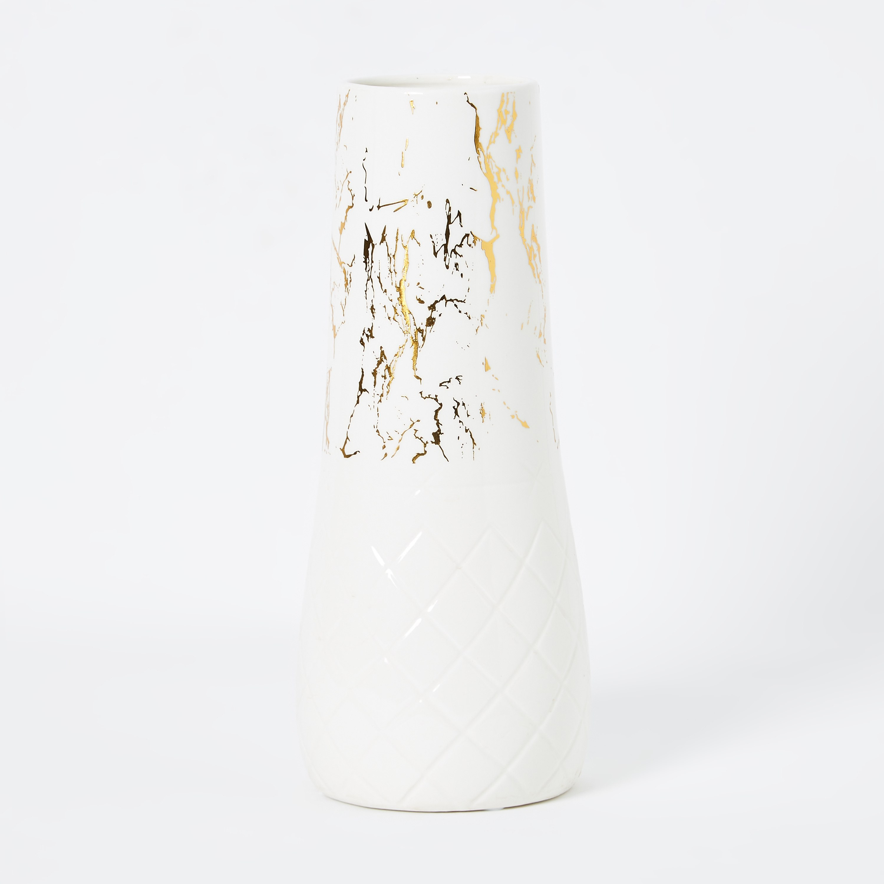 مزهرية سيراميك ذهبية بارزة الملمس من إميرالد - 12x12x29 سم-hbxbedroom-decorandaccessories-vases-image-5