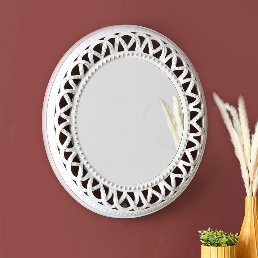 Elvio Round Decorative Wall Mirror with Cutwork Border - 59x6x59 cm-Mirrors-image-1
