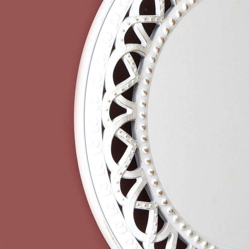 Elvio Round Decorative Wall Mirror with Cutwork Border - 59x6x59 cm-Mirrors-image-2
