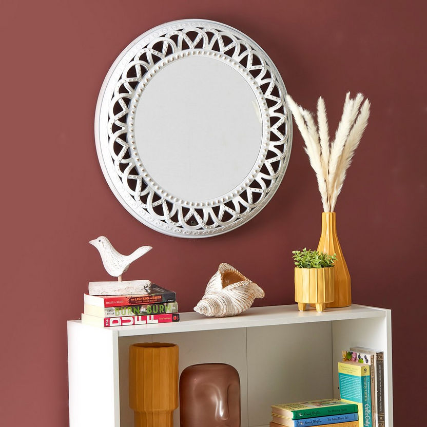 Elvio Round Decorative Wall Mirror with Cutwork Border - 59x6x59 cm-Mirrors-image-3