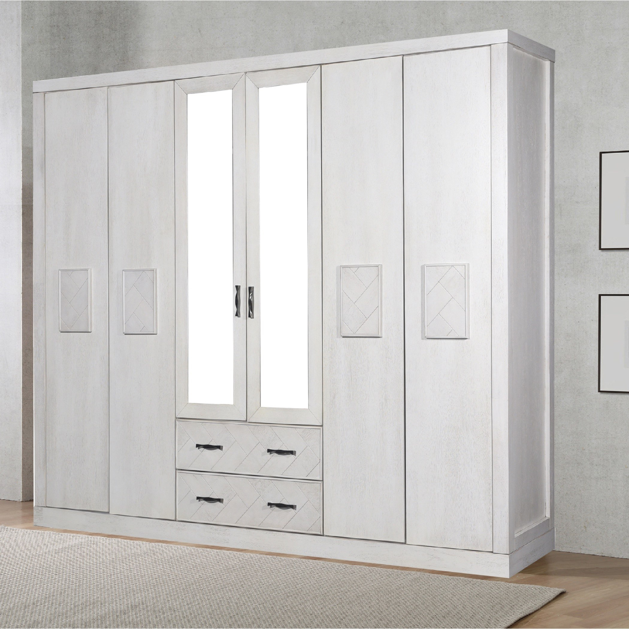 خزانة ملابس بـ6 أبواب ودرجين ومرآة من توسكانا-hbxfurniture-wardrobes-image-1