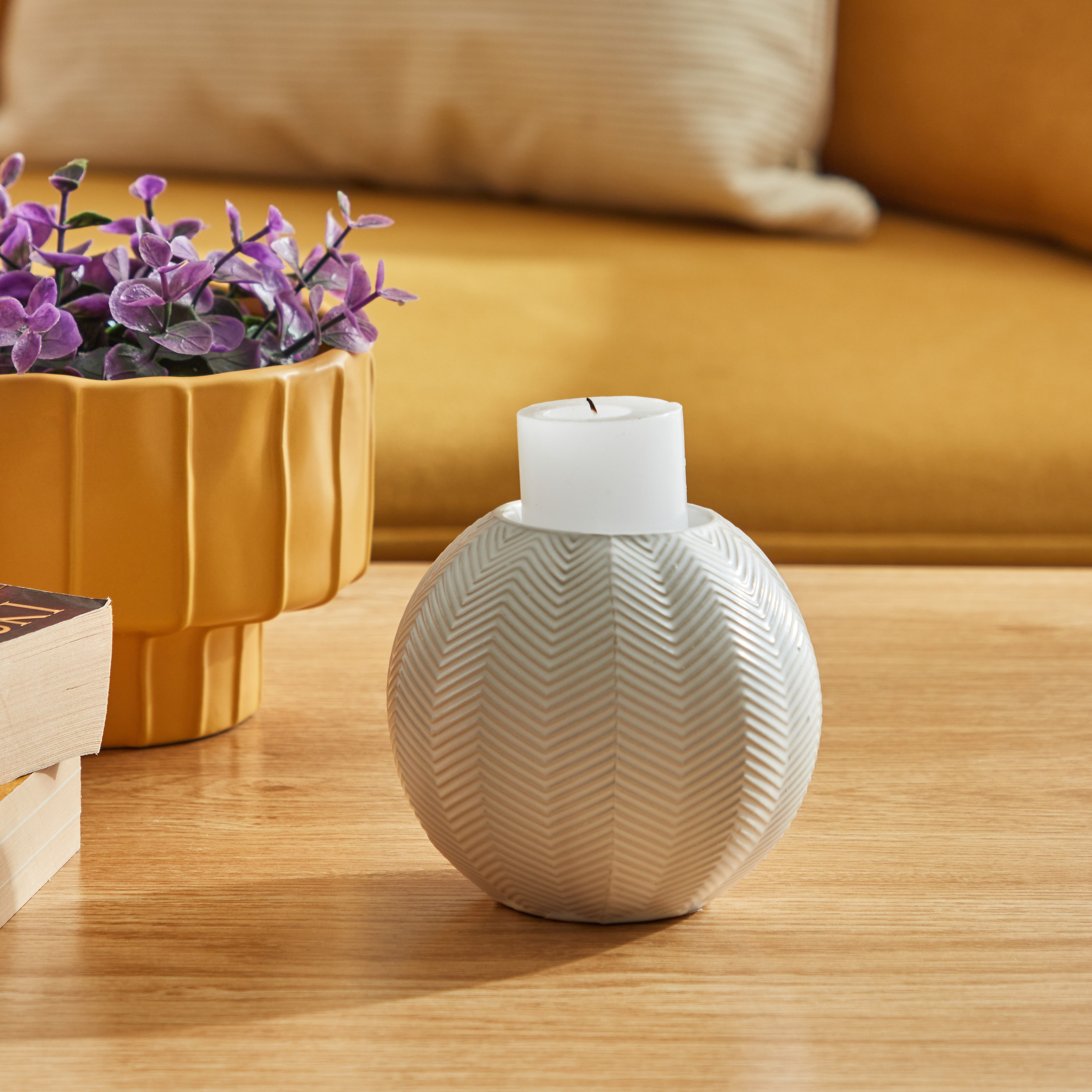 حامل شموع صغير سيراميك مضلع من أدرا - 10×10×9 سم-hbxlivingroom-decorandaccessories-candleholders-image-1