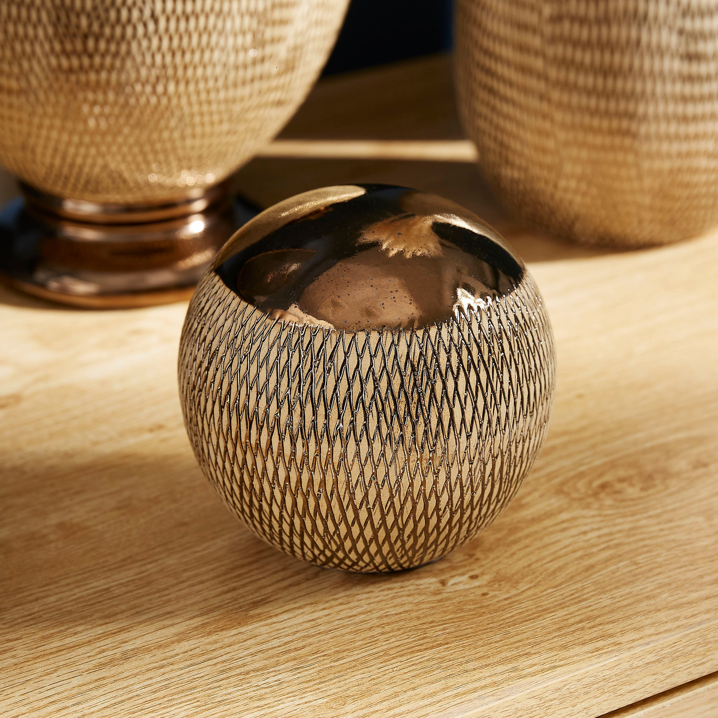 Adra Ceramic Monochrome Luxury Decorative Ball - 10x10x9 cm-hbxhomeware-homedecor-figurinesandornaments-image-1
