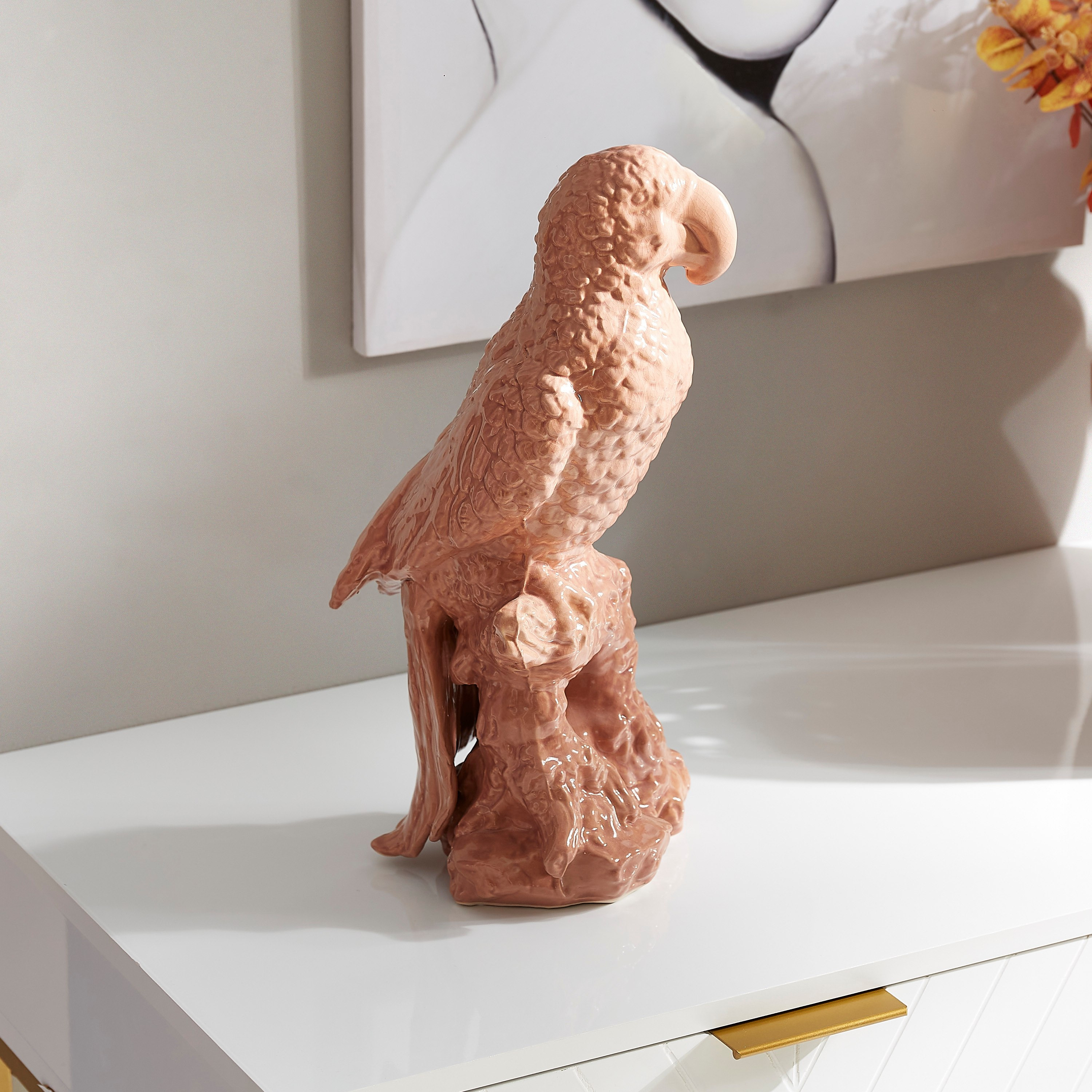 تمثال ببغاء ثلاثي الأبعاد سيراميك من آدرا - 35x35x4 سم-hbxhomeware-homedecor-figurinesandornaments-image-1