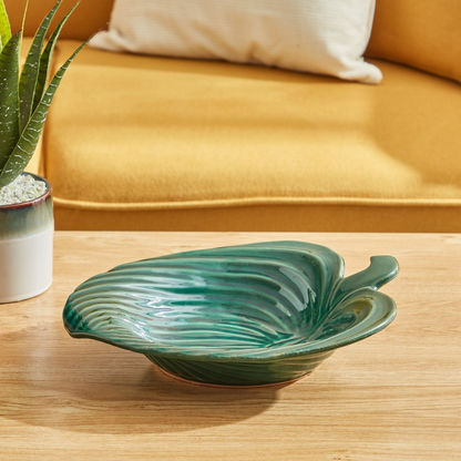 Adra Ceramic Leaf Platter - 33x27x8 cms