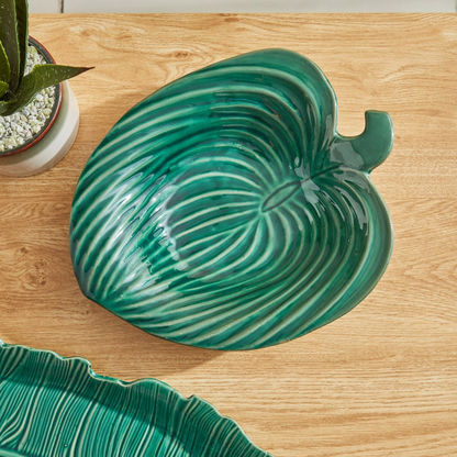 Adra Ceramic Leaf Platter - 33x27x8 cms