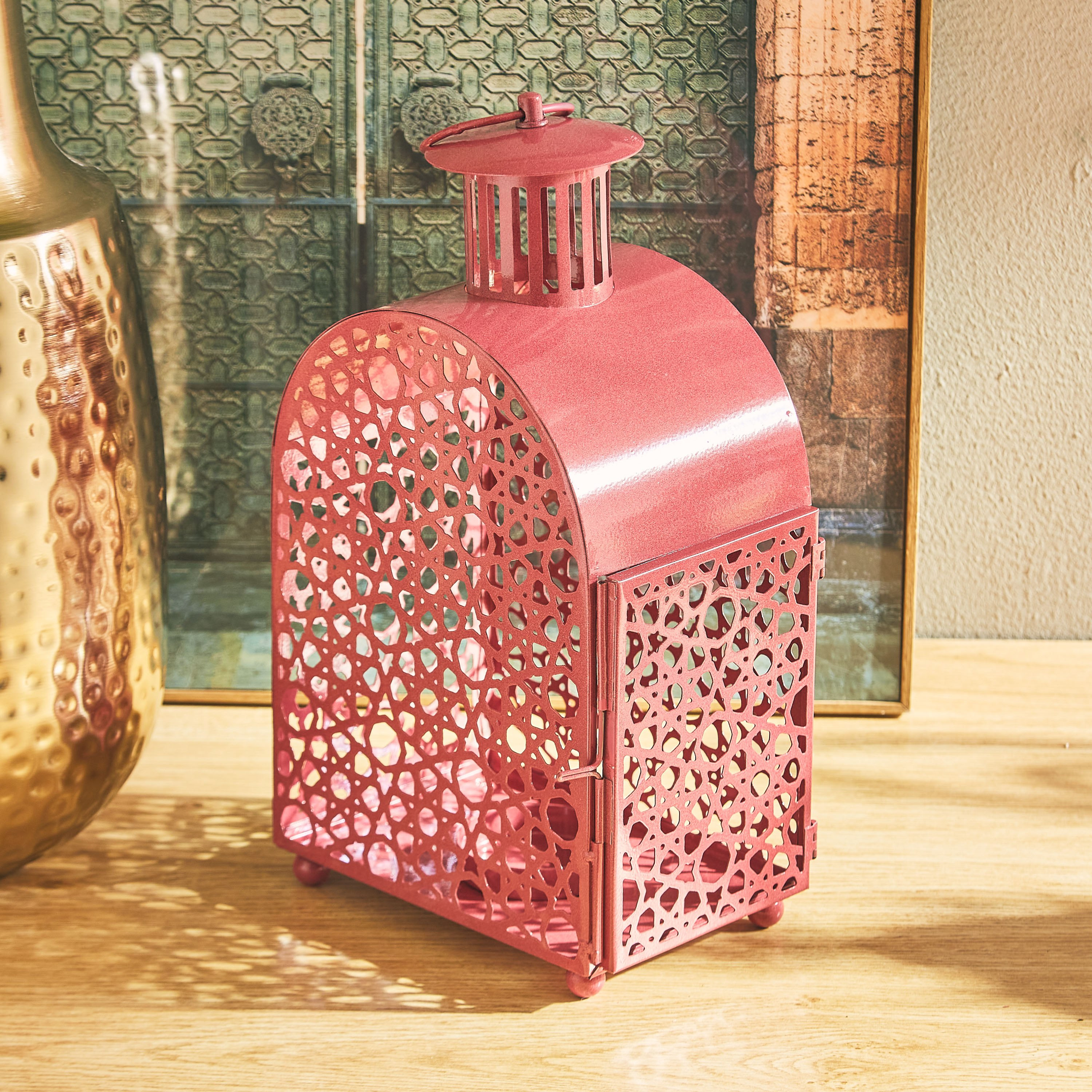فانوس جالي معدني فيونا من نواه - 14.5 × 10.5 × 27 سم-hbxdecorandfurnishings-homeaccessories-lanterns-image-2