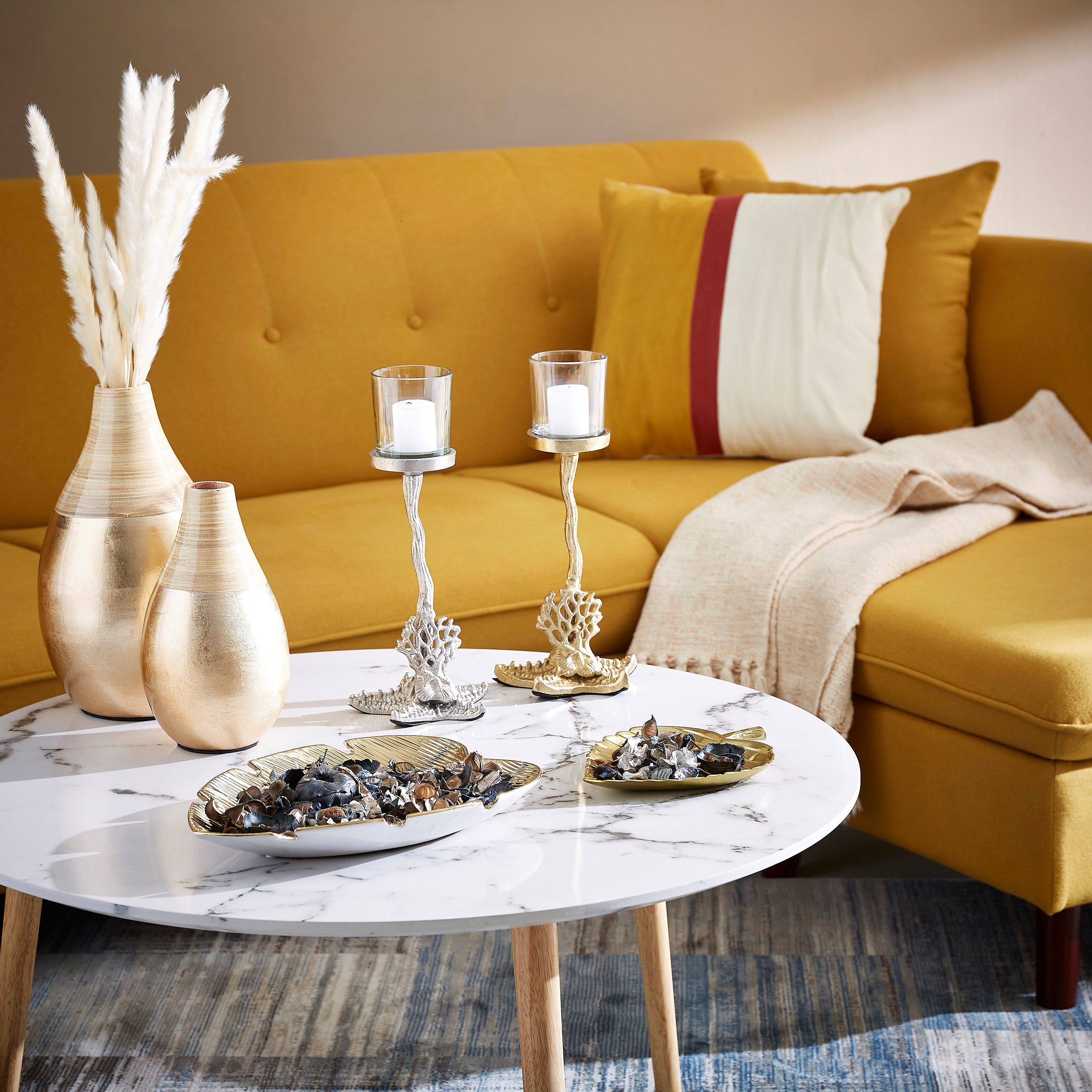 صحن ديكور ورق معدني ذهبي من نواه - 22x16x3 سم-hbxhomeware-hbxdecorandfurnishings-image-4